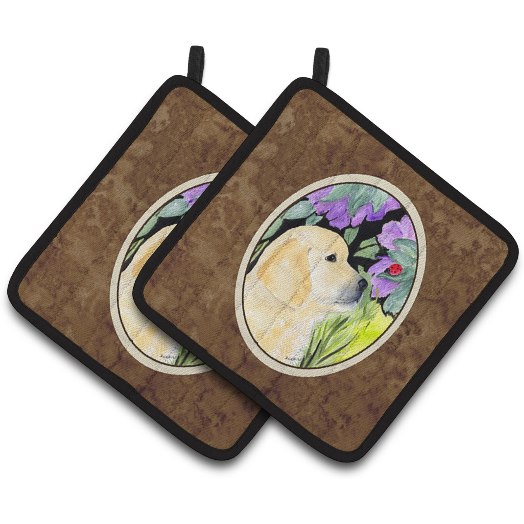 &quotCaroline's Treasures Golden Retriever Pair of Pot Holders SS8245PTHD, 7.5HX7.5W, Multicolor"