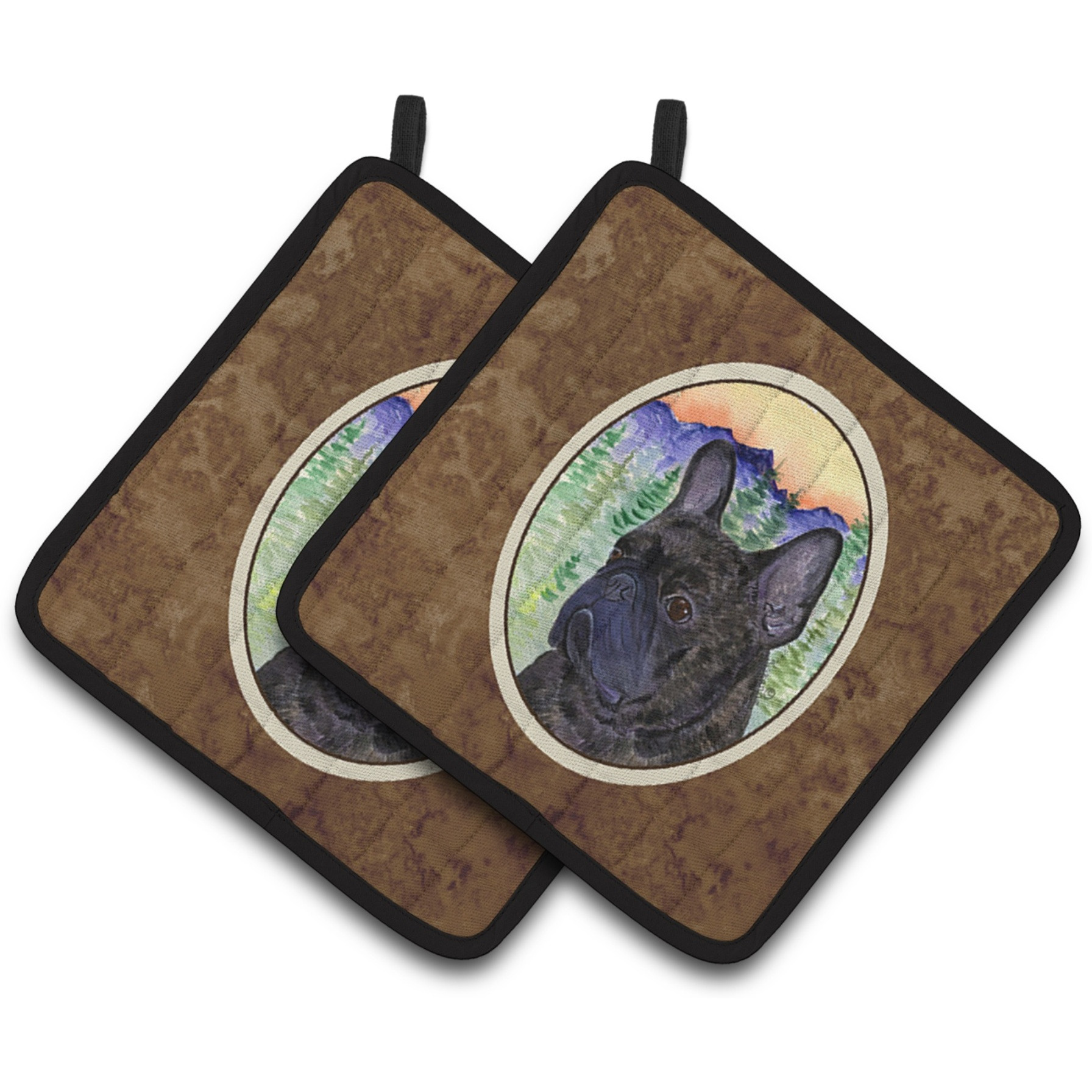 &quotCaroline's Treasures French Bulldog Pair of Pot Holders SS8257PTHD, 7.5HX7.5W, Multicolor"