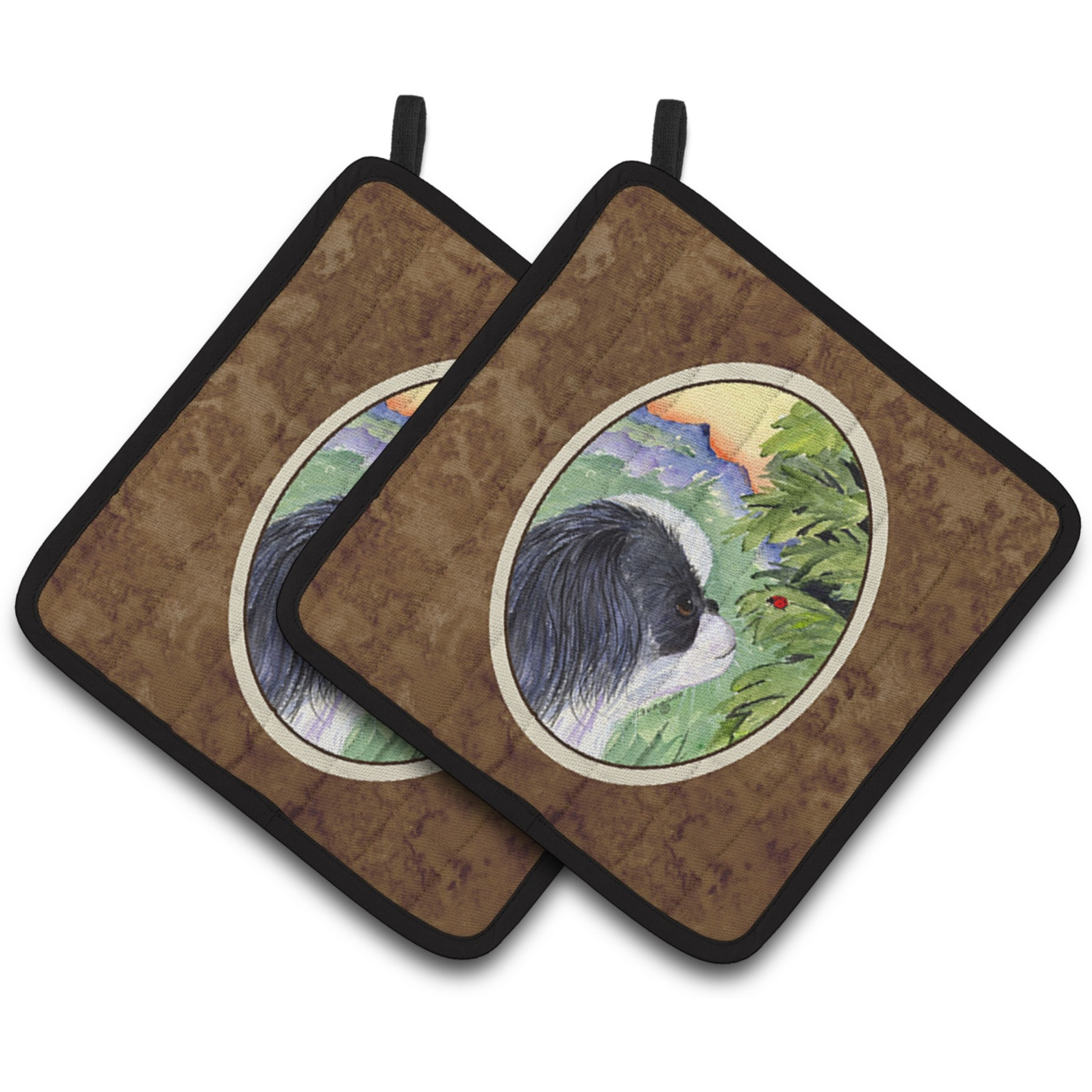 &quotCaroline's Treasures Japanese Chin Pair of Pot Holders SS8259PTHD, 7.5HX7.5W, Multicolor"