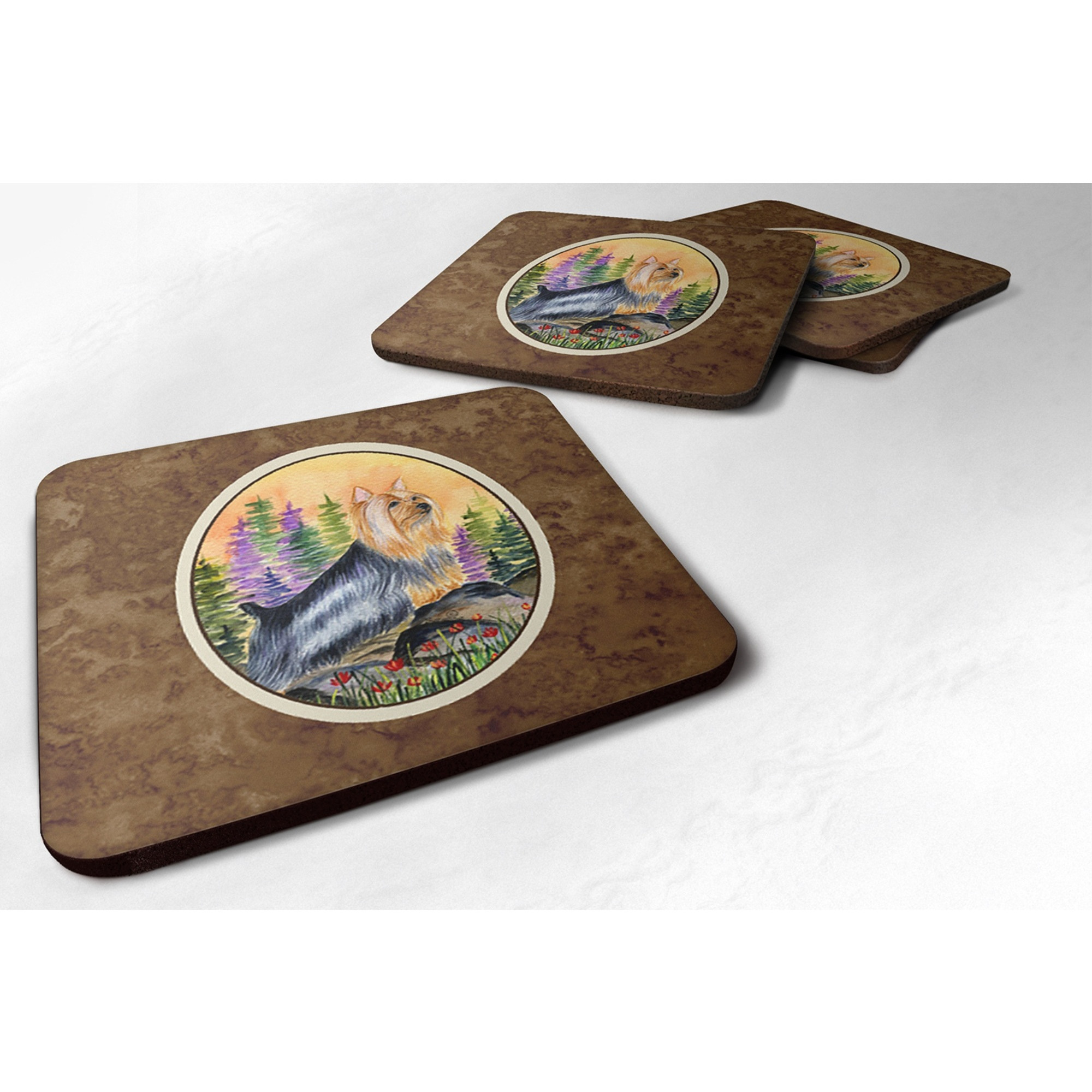&quotCaroline's Treasures SS8262FC Silky Terrier Foam Coasters (Set of 4), 3.5"" H x 3.5"" W, Multicolor"