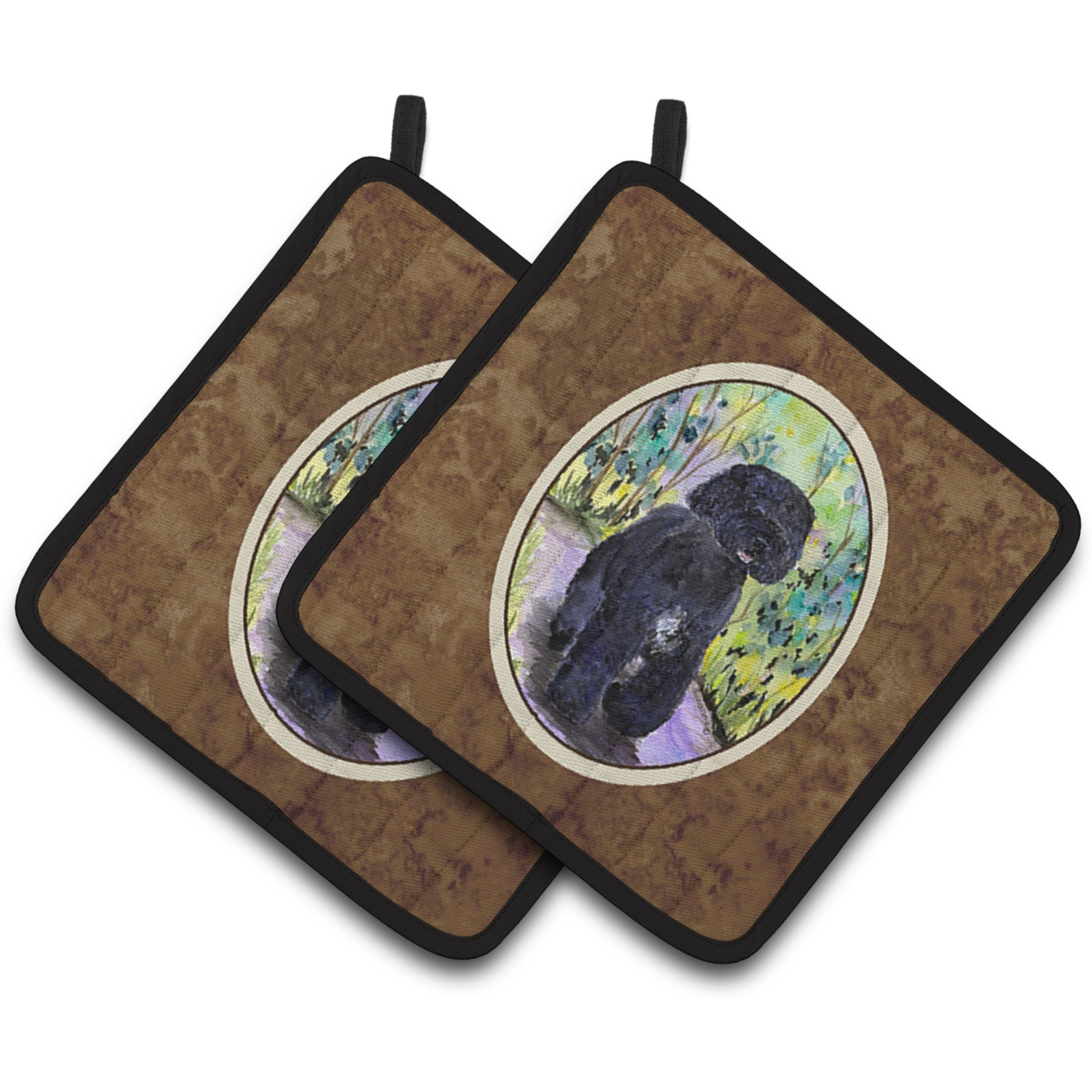 &quotCaroline's Treasures Portuguese Water Dog Pair of Pot Holders SS8264PTHD, 7.5HX7.5W, Multicolor"