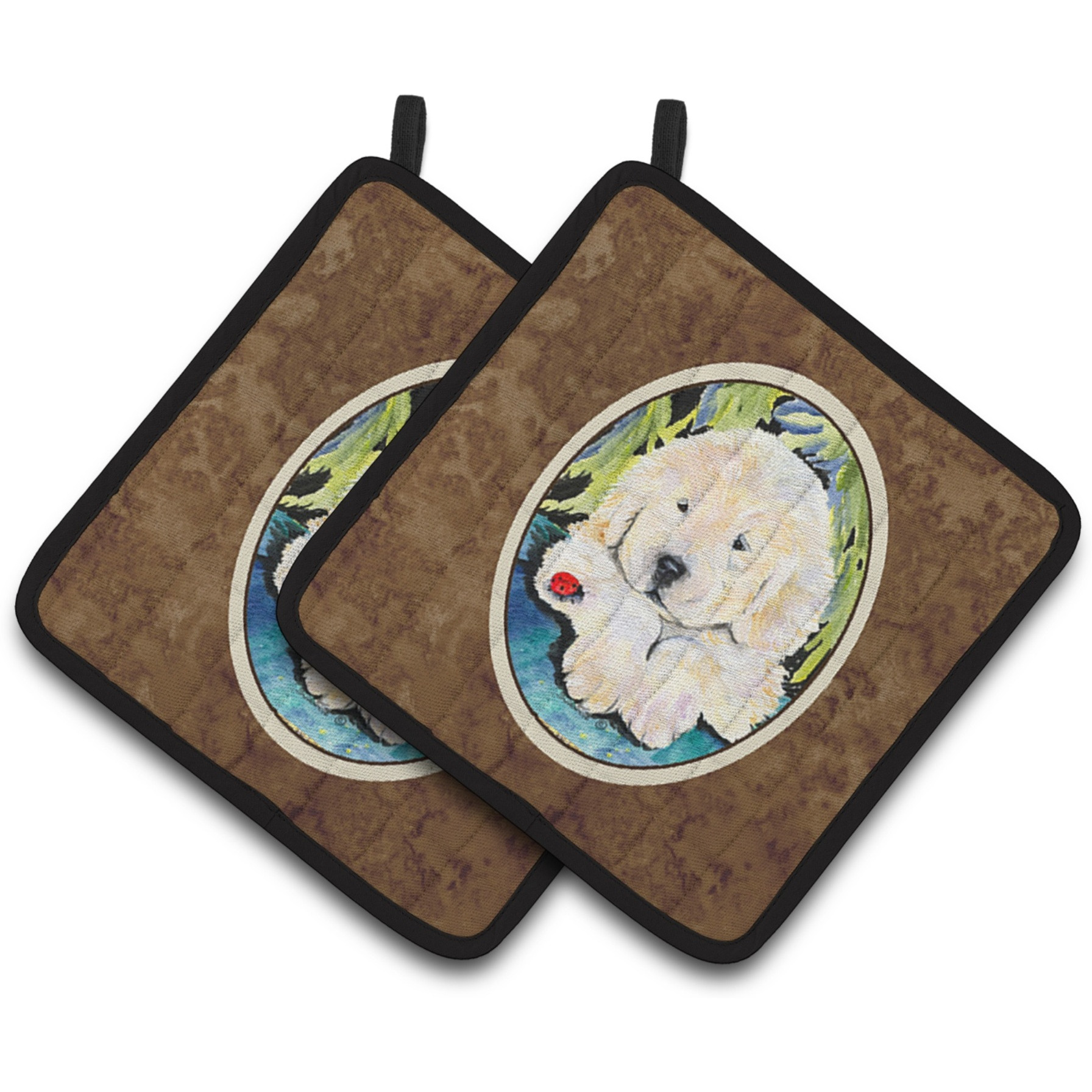 &quotCaroline's Treasures Golden Retriever Pair of Pot Holders SS8271PTHD, 7.5HX7.5W, Multicolor"