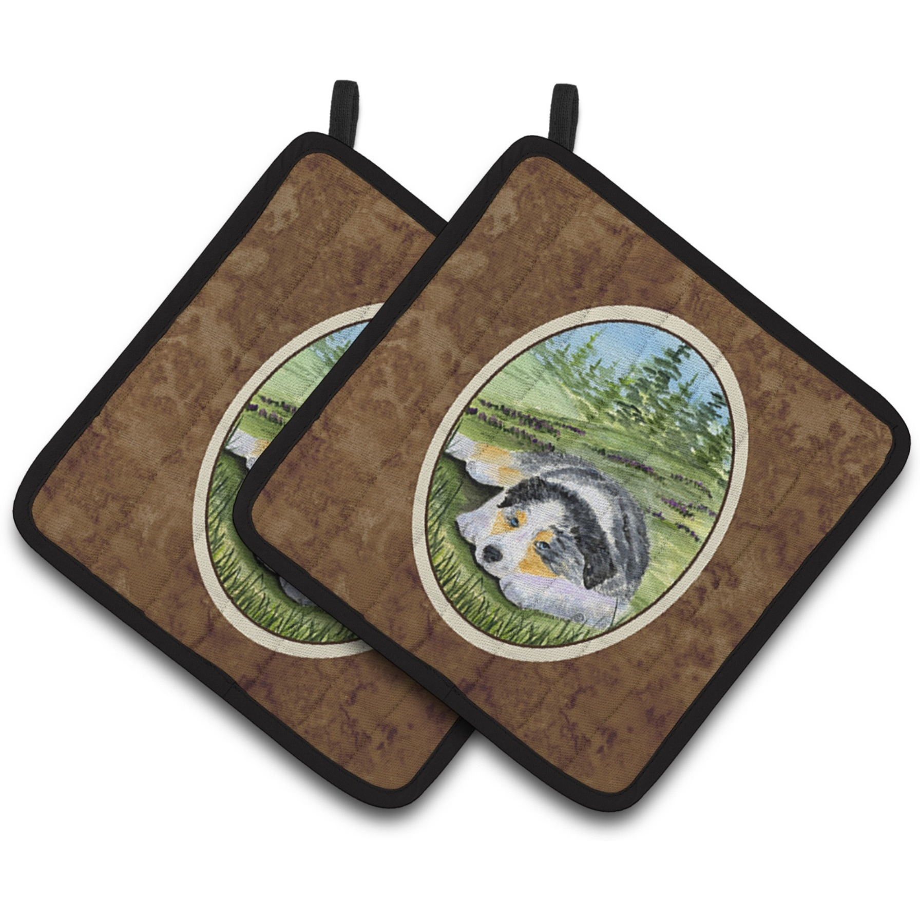 &quotCaroline's Treasures Australian Shepherd Pair of Pot Holders SS8283PTHD, 7.5HX7.5W, Multicolor"