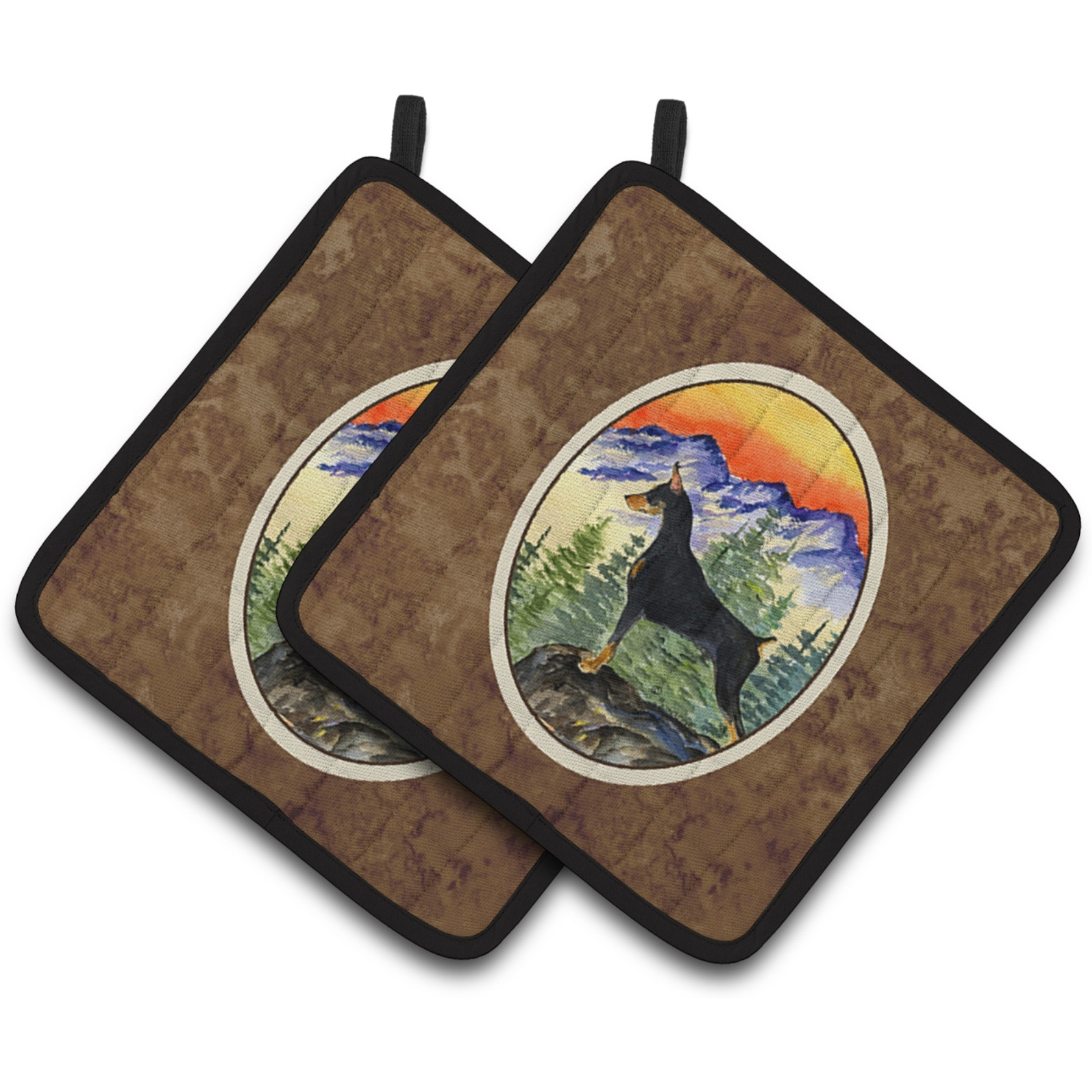 &quotCaroline's Treasures Doberman Pair of Pot Holders SS8284PTHD, 7.5HX7.5W, Multicolor"