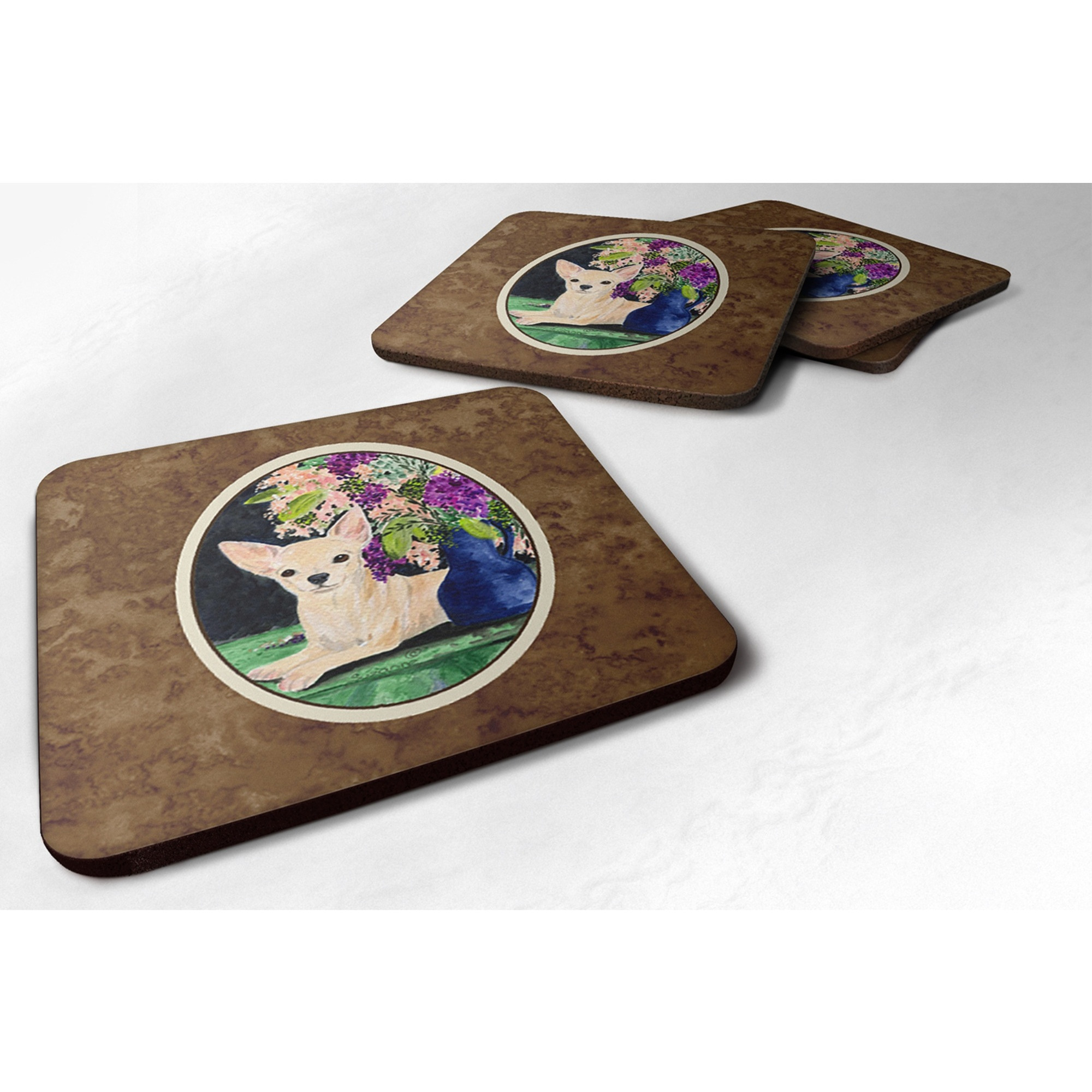 &quotCaroline's Treasures SS8289FC Chihuahua Foam Coasters (Set of 4), 3.5"" H x 3.5"" W, Multicolor"