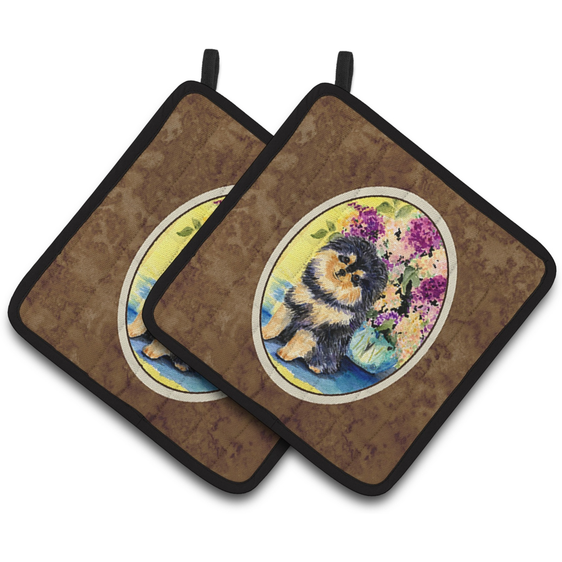 &quotCaroline's Treasures Pomeranian Pair of Pot Holders SS8290PTHD, 7.5HX7.5W, Multicolor"