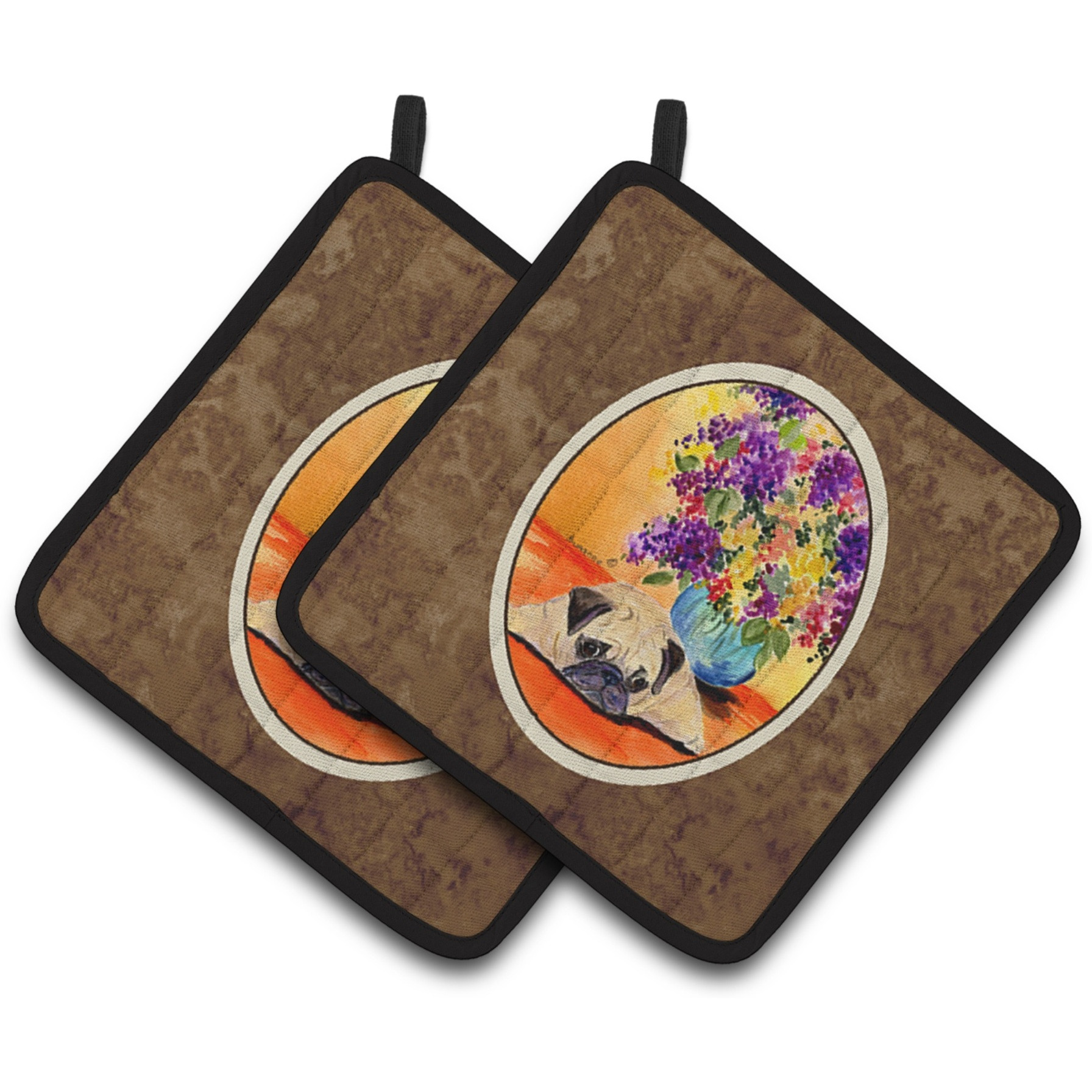 &quotCaroline's Treasures Pug Pair of Pot Holders SS8294PTHD, 7.5HX7.5W, Multicolor"