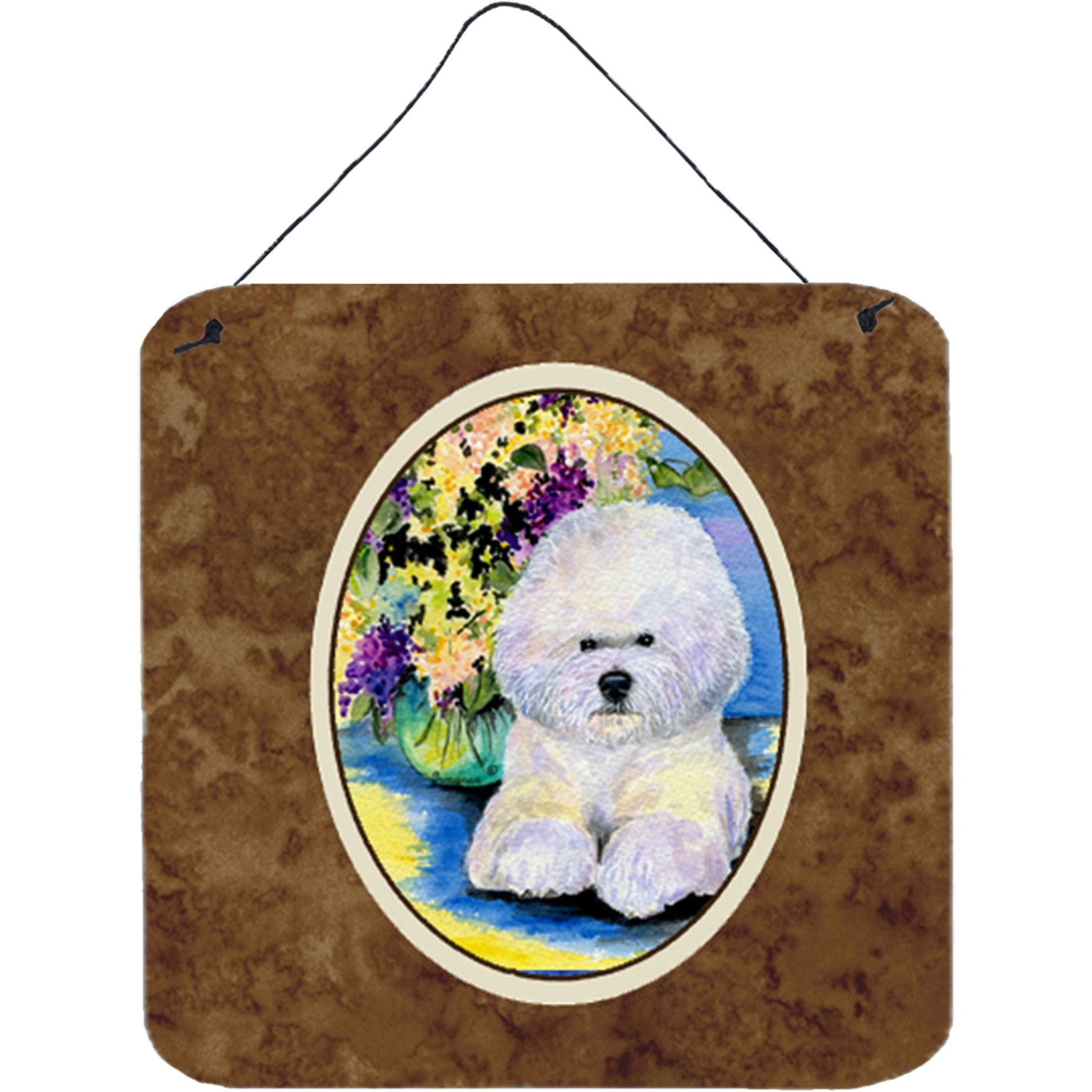 &quotCaroline's Treasures SS8295DS66 Bichon Frise Aluminum Metal Wall or Door Hanging Prints, 6 x 6"", Multicolor"