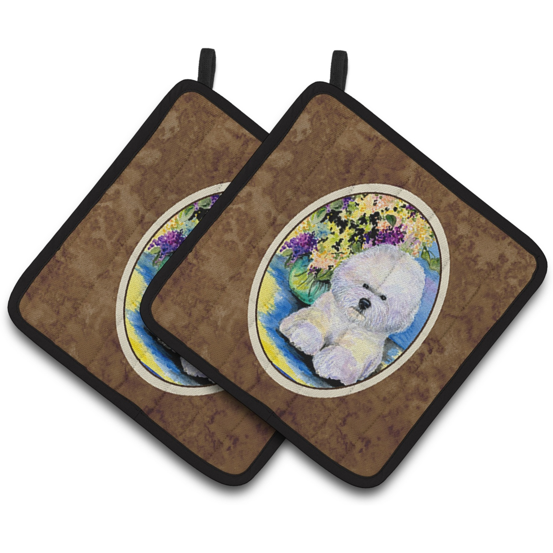 &quotCaroline's Treasures Bichon Frise Pair of Pot Holders SS8295PTHD, 7.5HX7.5W, Multicolor"