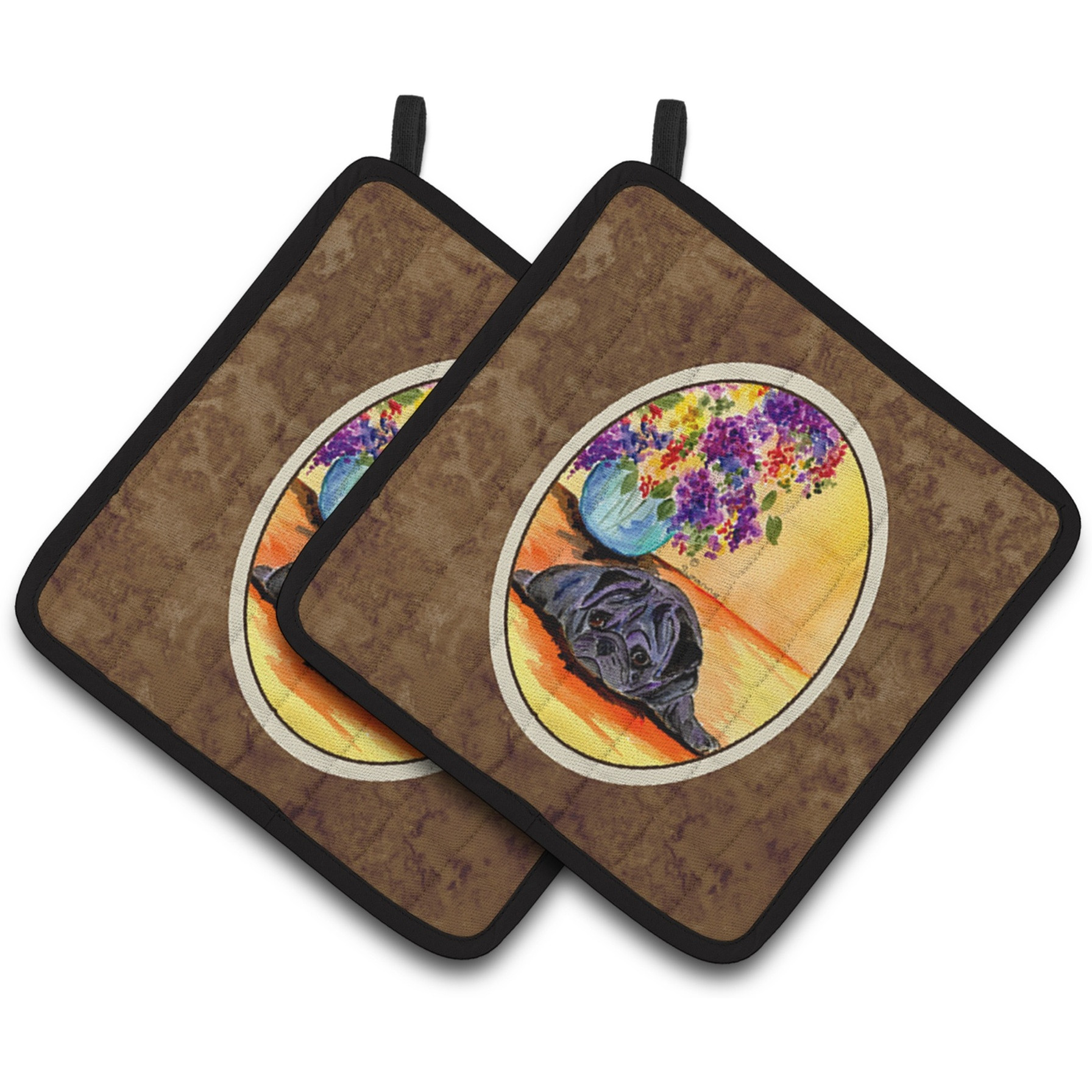 &quotCaroline's Treasures Pug Pair of Pot Holders SS8298PTHD, 7.5HX7.5W, Multicolor"