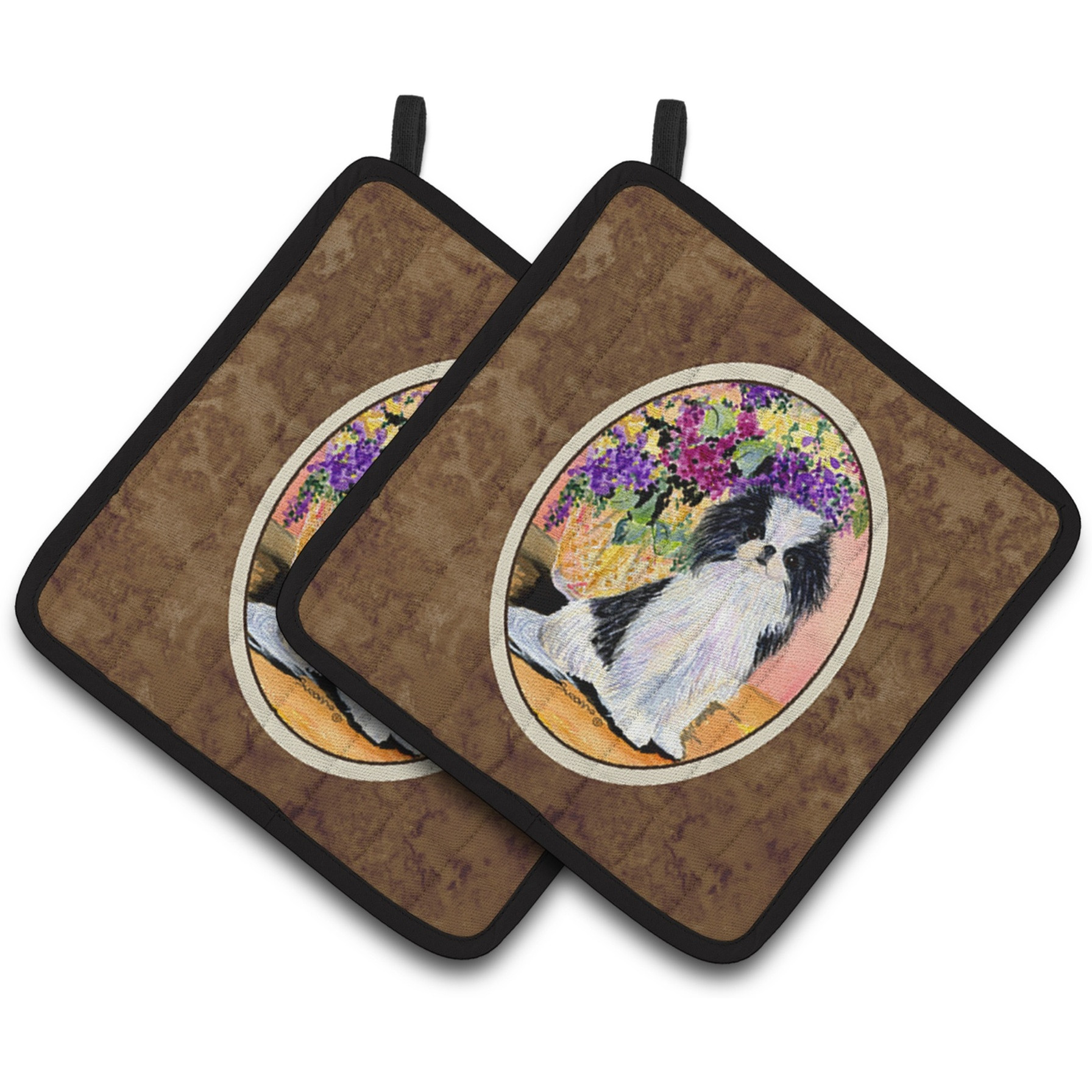 &quotCaroline's Treasures Japanese Chin Pair of Pot Holders SS8299PTHD, 7.5HX7.5W, Multicolor"