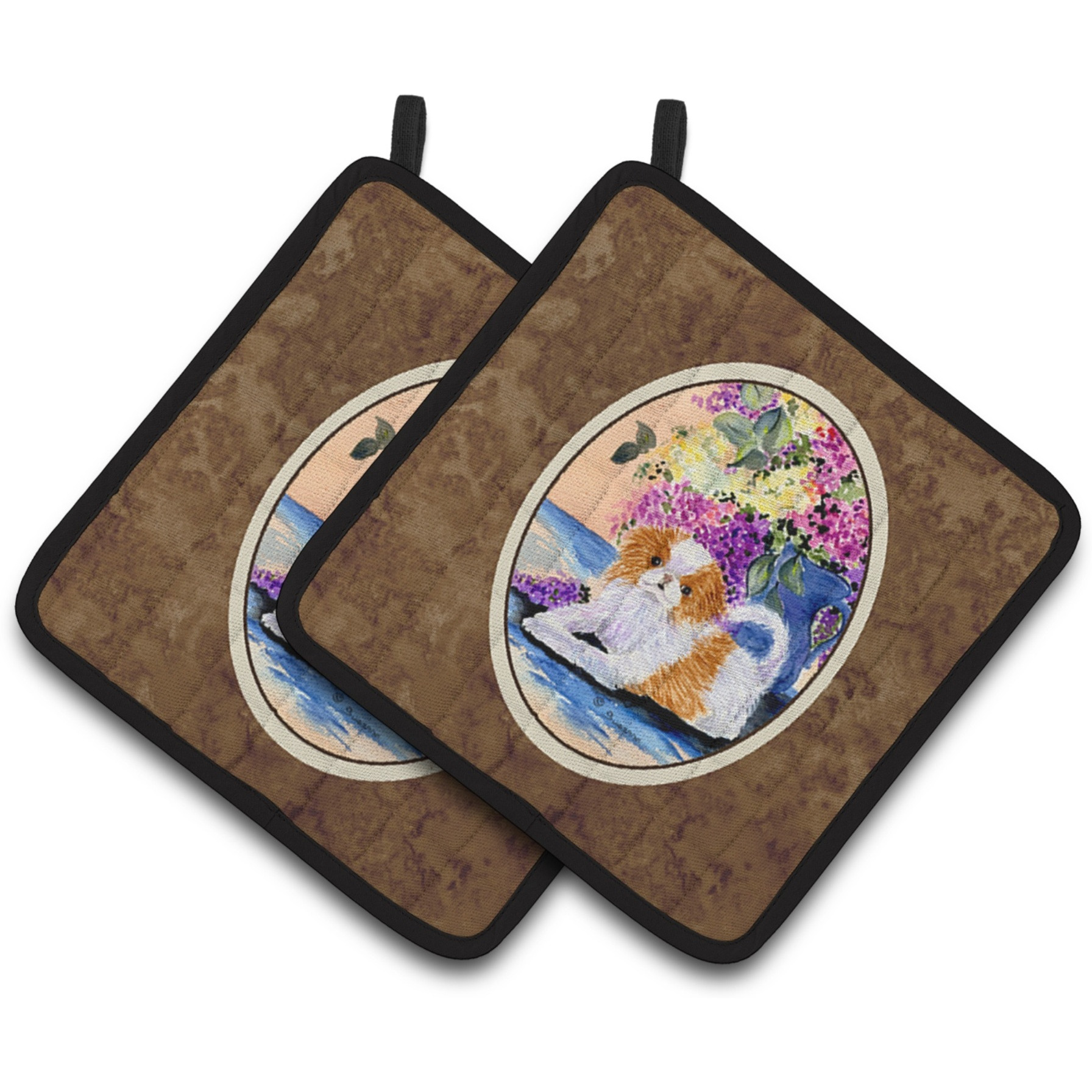 &quotCaroline's Treasures Japanese Chin Pair of Pot Holders SS8300PTHD, 7.5HX7.5W, Multicolor"