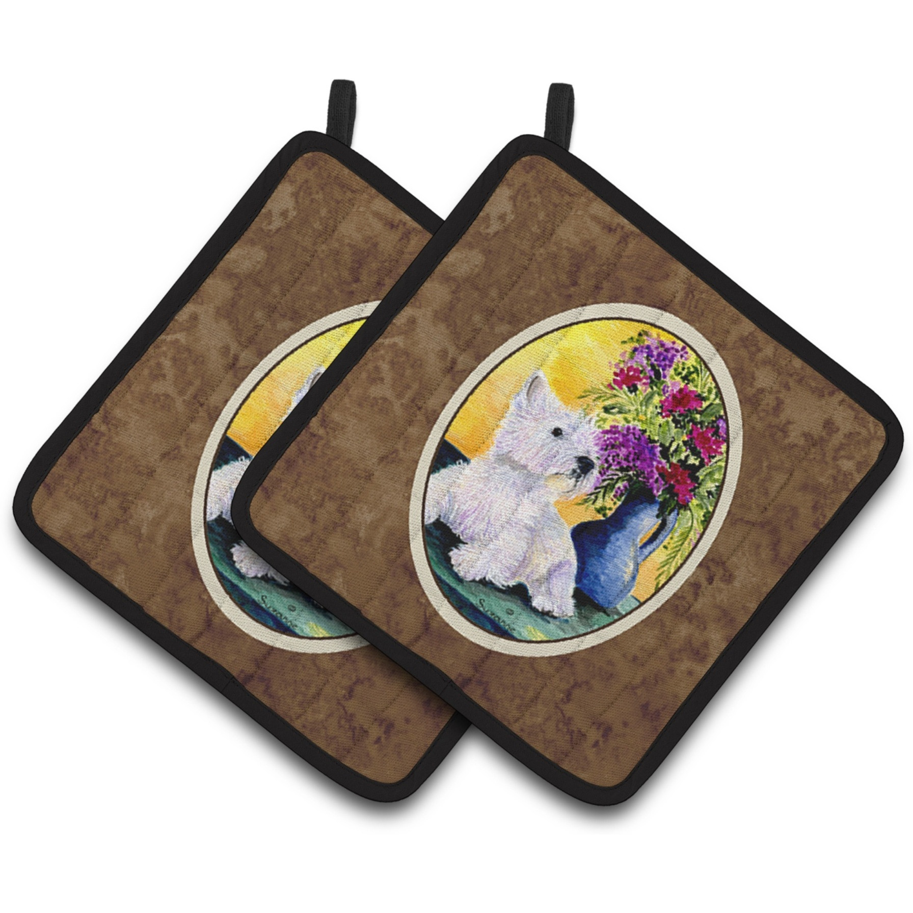 &quotCaroline's Treasures Westie Pair of Pot Holders SS8301PTHD, 7.5HX7.5W, Multicolor"
