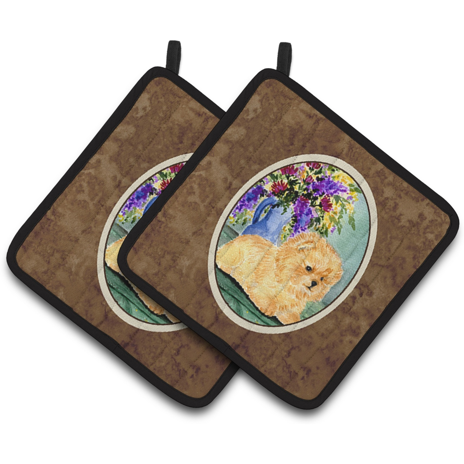 &quotCaroline's Treasures Pomeranian Pair of Pot Holders SS8302PTHD, 7.5HX7.5W, Multicolor"