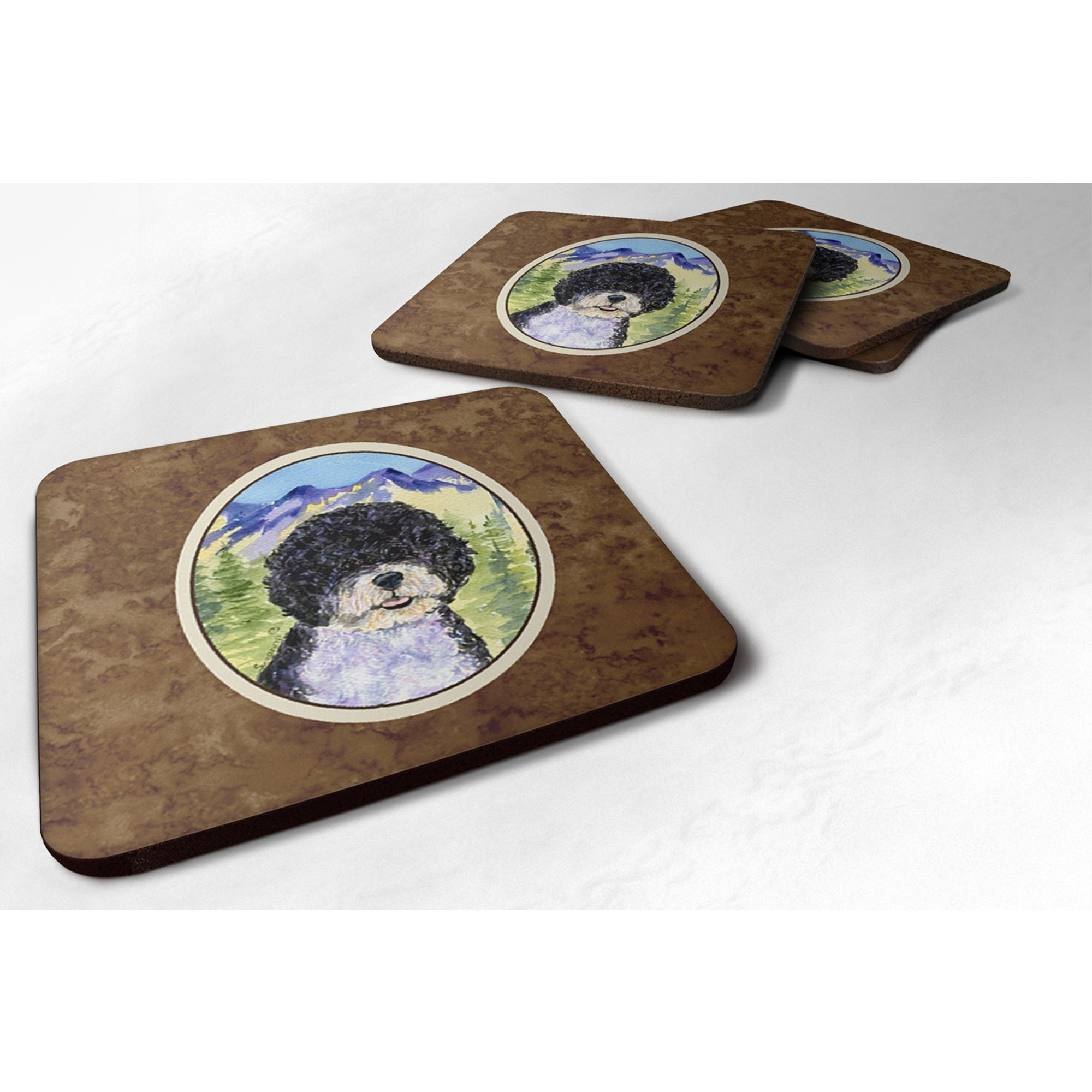 &quotCaroline's Treasures SS8303FC Portuguese Water Dog Foam Coasters (Set of 4), 3.5"" H x 3.5"" W, Multicolor"