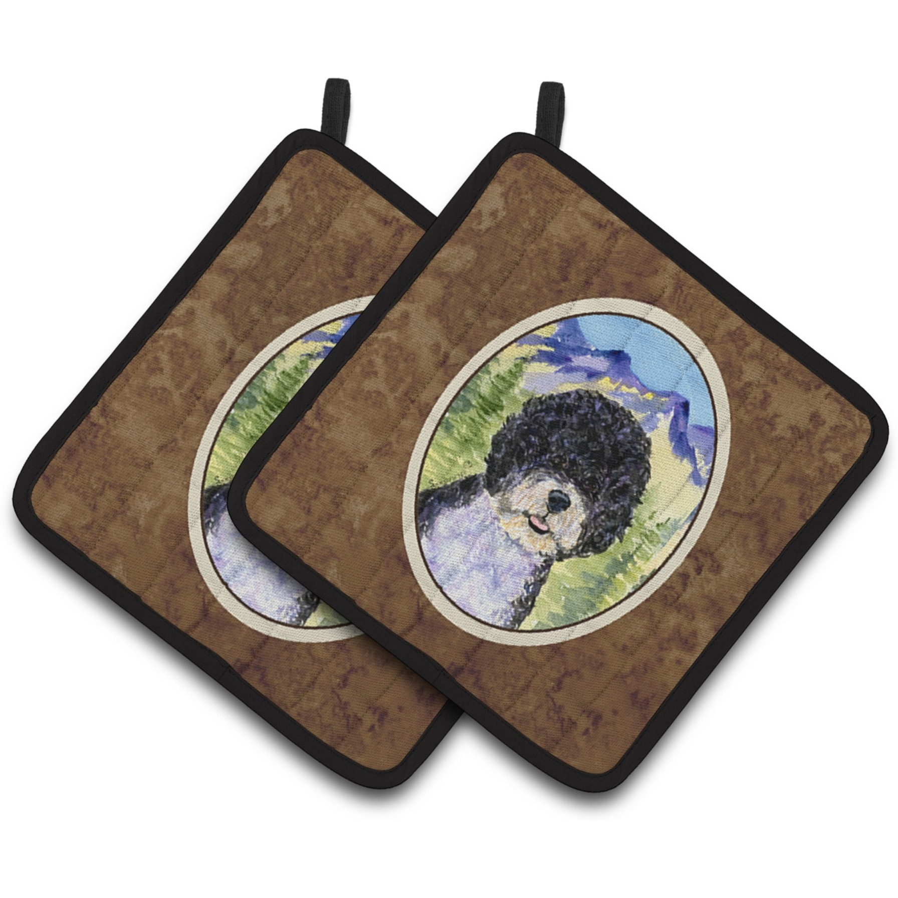 &quotCaroline's Treasures Portuguese Water Dog Pair of Pot Holders SS8303PTHD, 7.5HX7.5W, Multicolor"