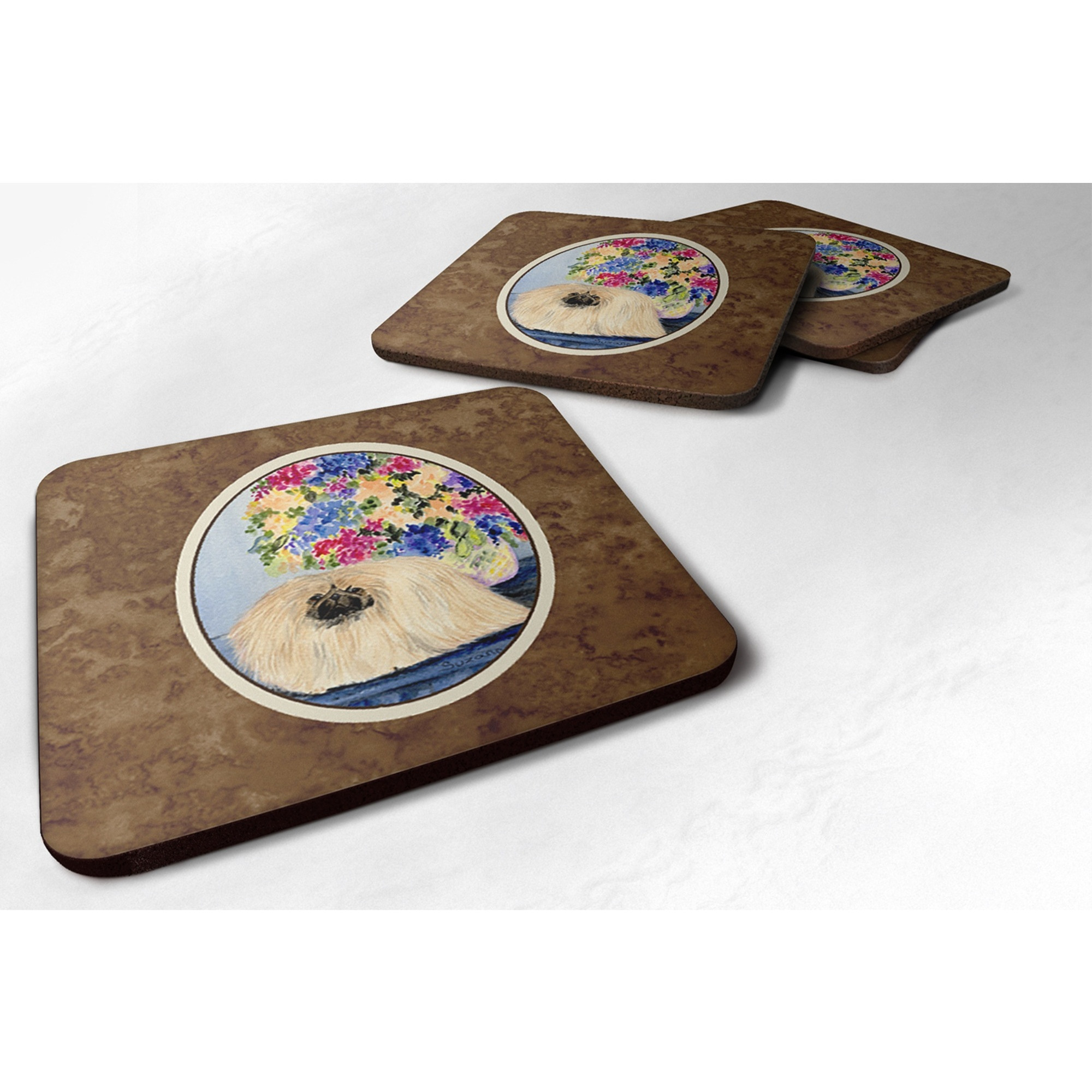 &quotCaroline's Treasures SS8315FC Pekingese Foam Coasters (Set of 4), 3.5"" H x 3.5"" W, Multicolor"