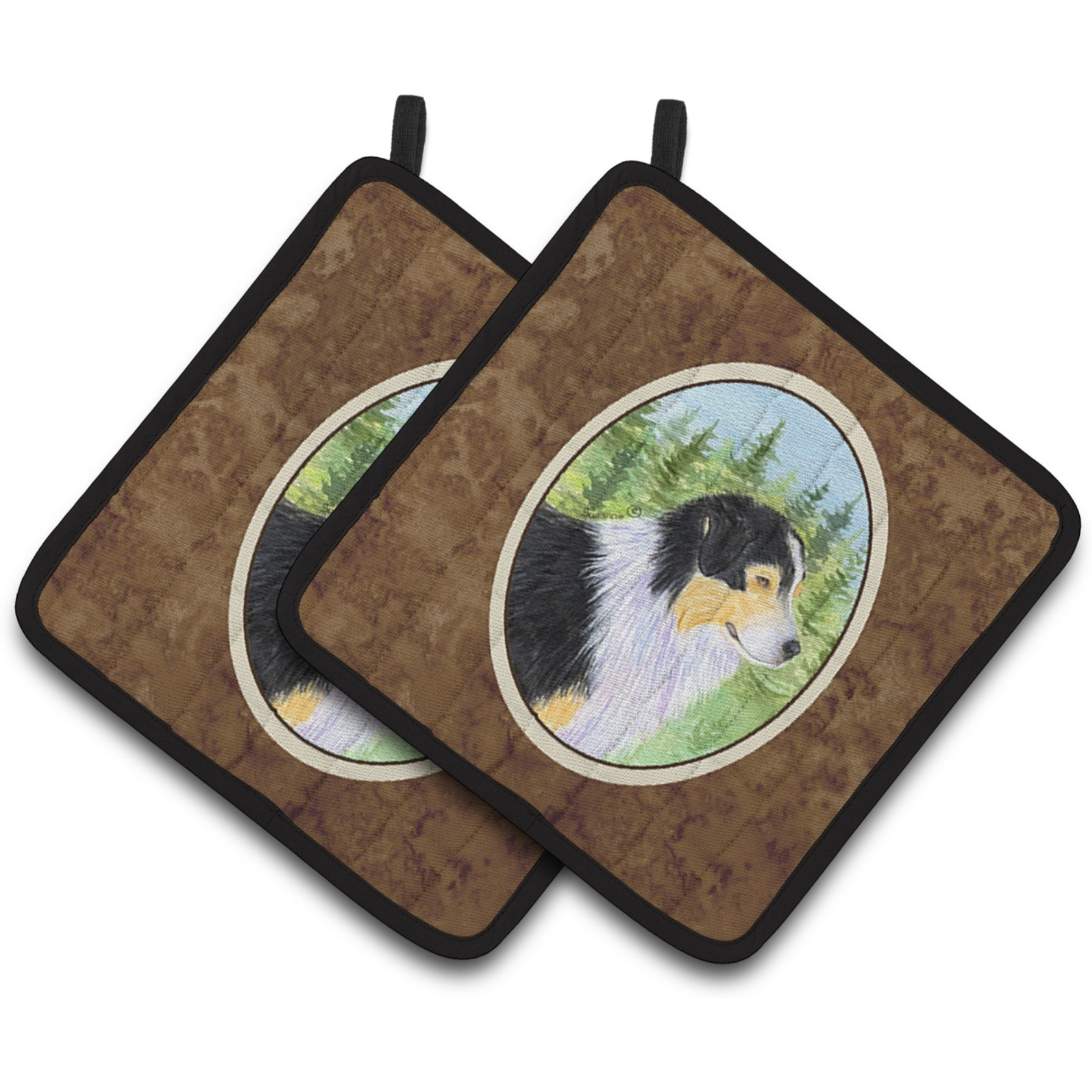 &quotCaroline's Treasures Australian Shepherd Pair of Pot Holders SS8316PTHD, 7.5HX7.5W, Multicolor"