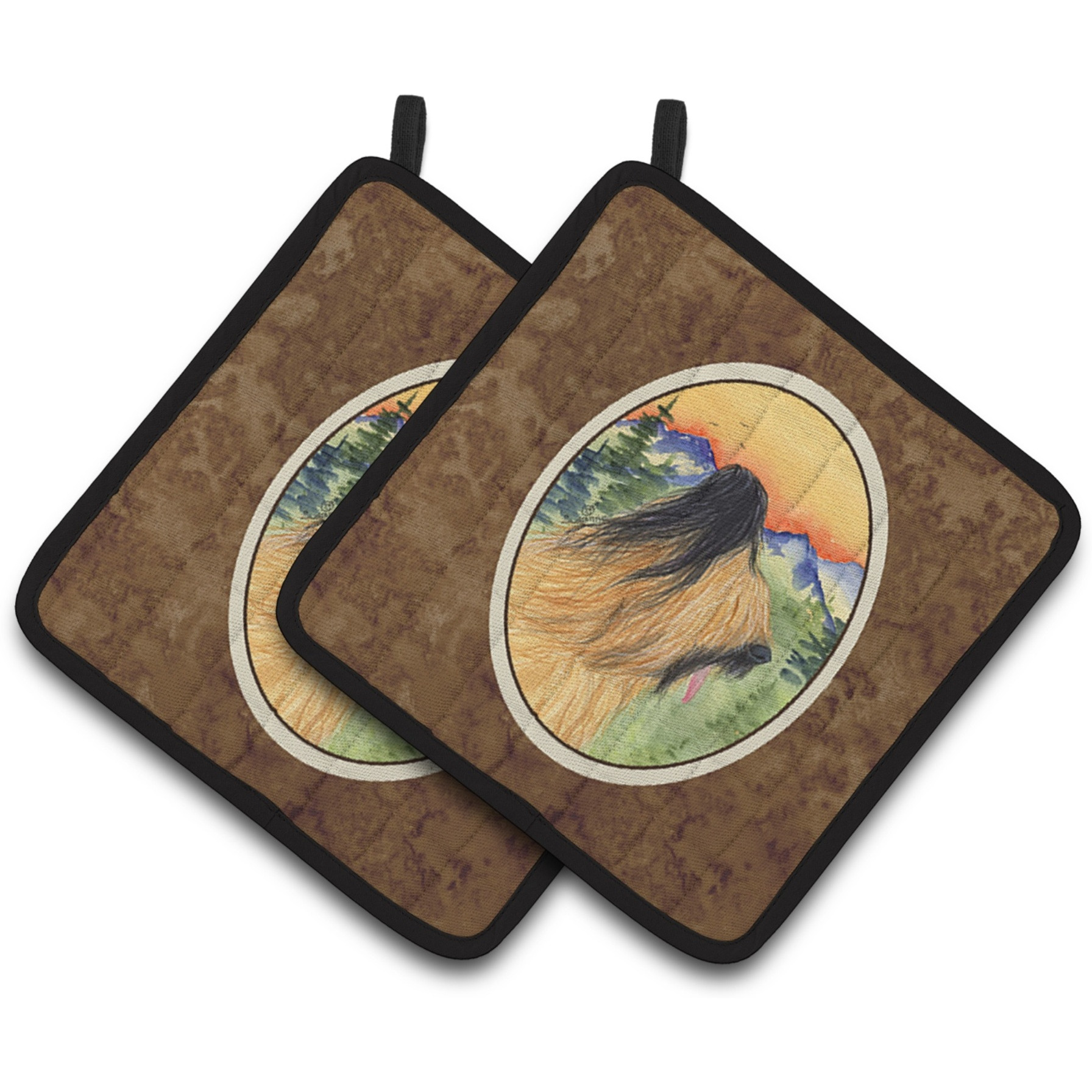 &quotCaroline's Treasures SS8318PTHD Briard Pot Holders (1 Pair), 7.5"" x 7.5"", Multicolor"