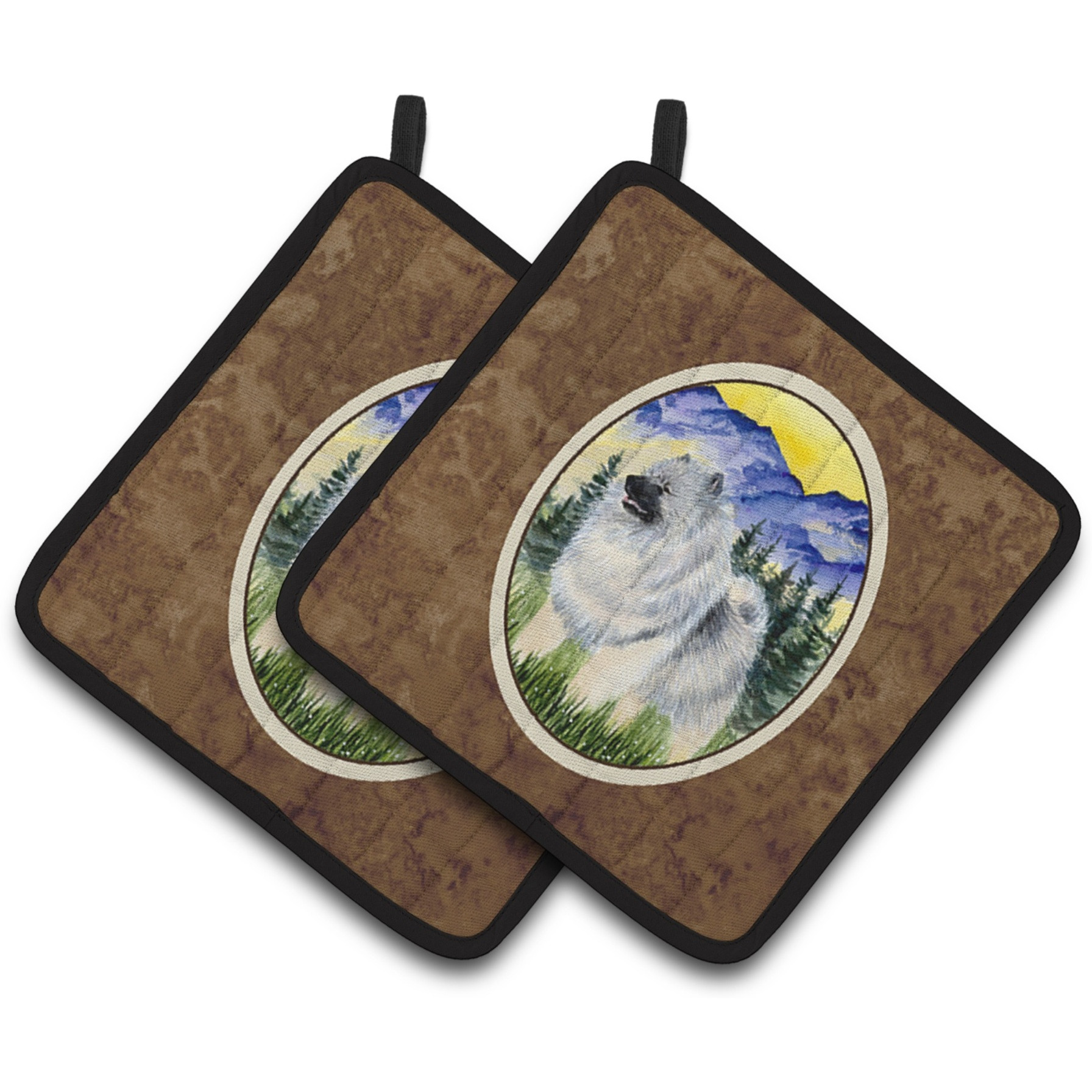 &quotCaroline's Treasures SS8323PTHD Keeshond Pot Holders (1 Pair), 7.5"" x 7.5"", Multicolor"