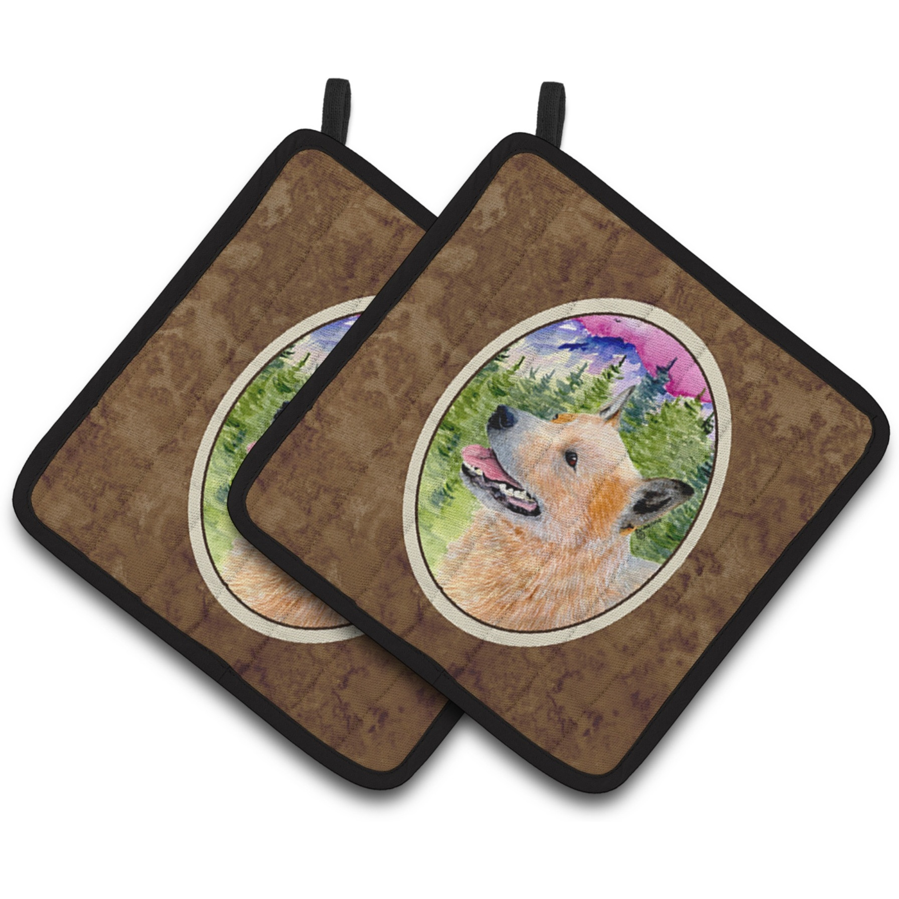 &quotCaroline's Treasures SS8335PTHD Australian Cattle Dog Pot Holders (1 Pair), 7.5"" x 7.5"", Multicolor"
