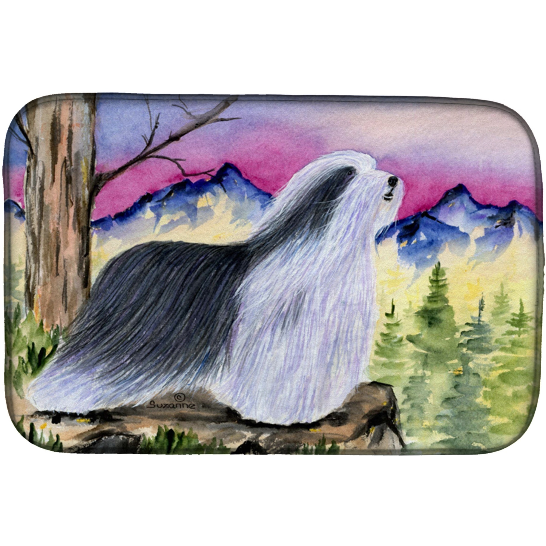 &quotCaroline's Treasures Bearded Collie Dish Drying Mat, 14"" x 21"", Multicolor"