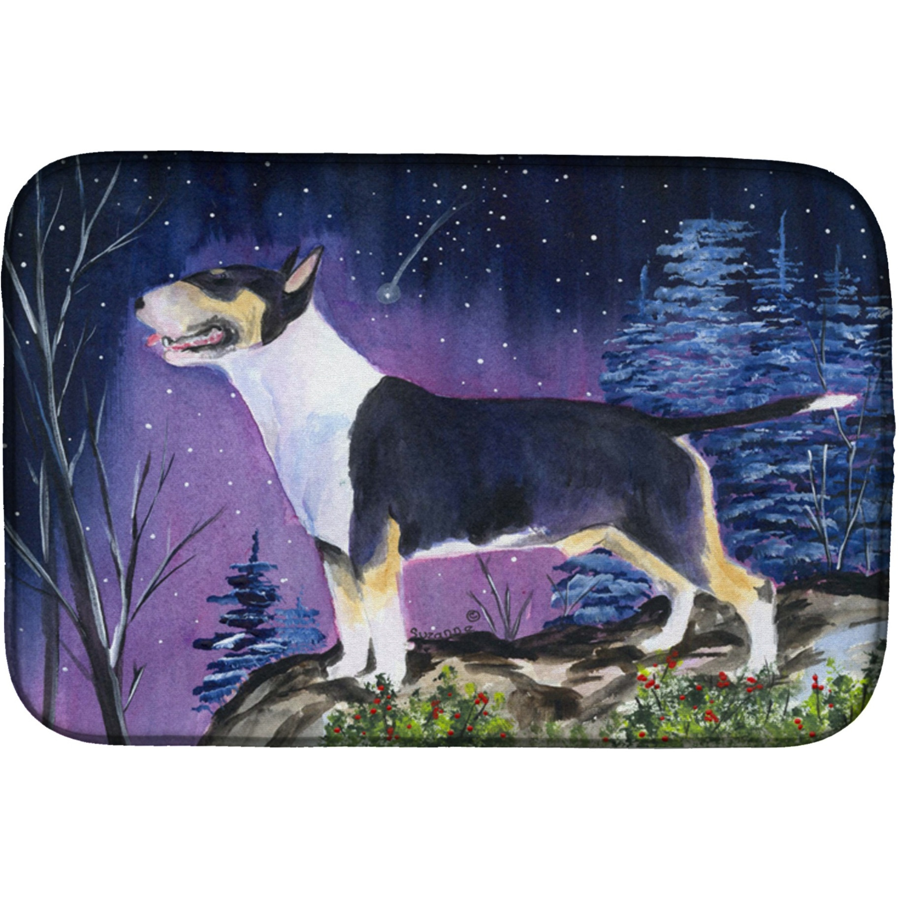 &quotCaroline's Treasures Bull Terrier Dish Drying Mat, 14"" x 21"", Multicolor"
