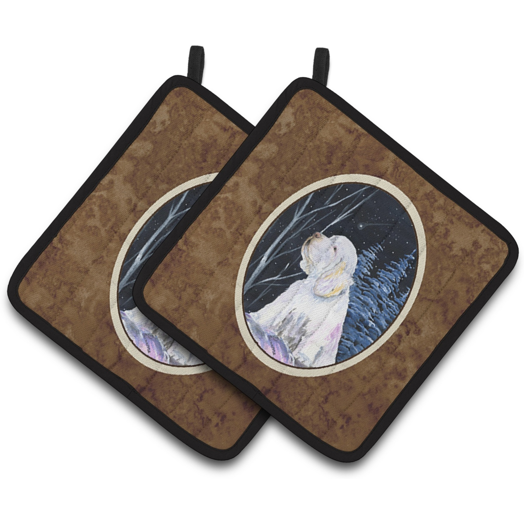 &quotCaroline's Treasures Clumber Spaniel Pair of Pot Holders SS8346PTHD, 7.5HX7.5W, Multicolor"
