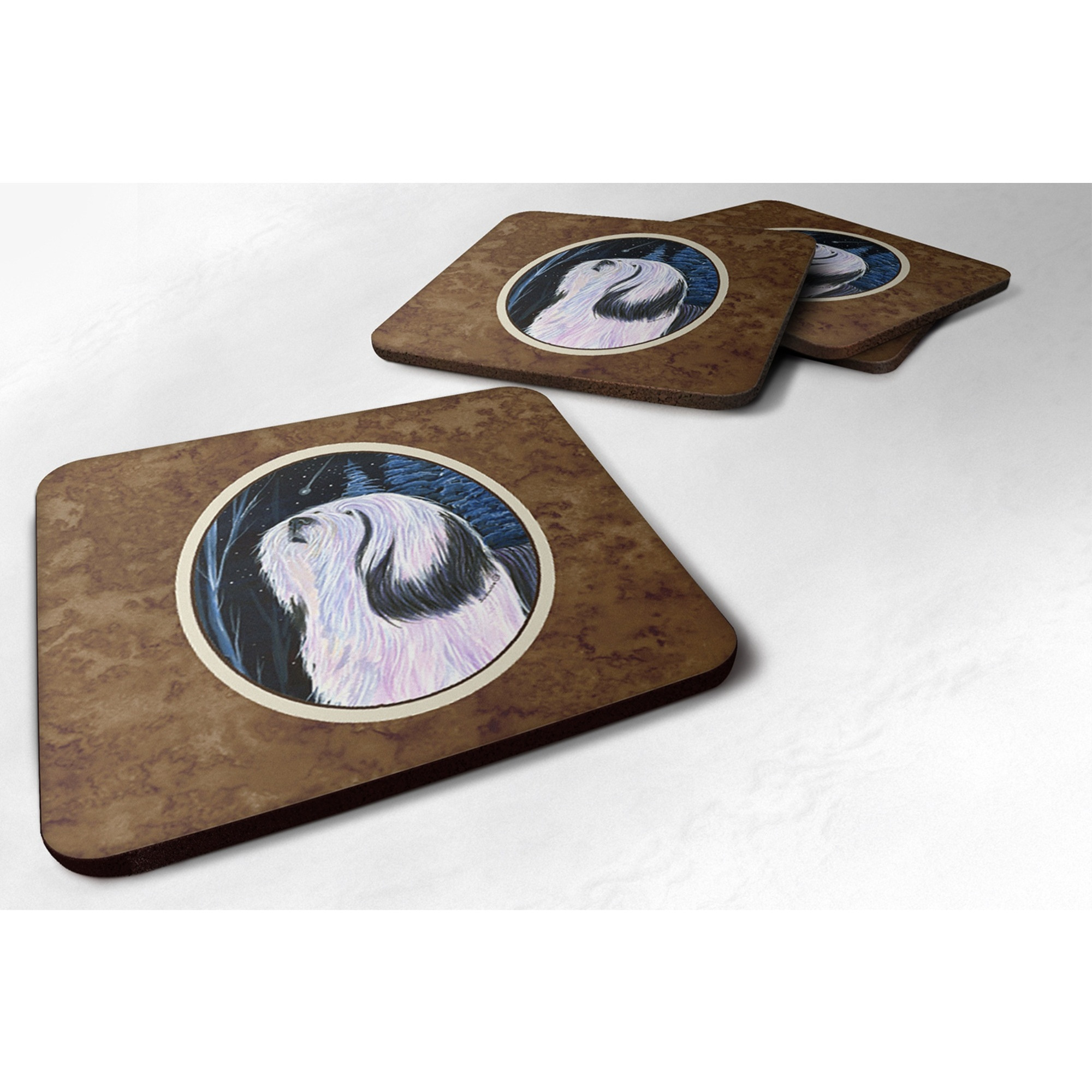 &quotCaroline's Treasures SS8348FC Tibetan Terrier Foam Coasters (Set of 4), 3.5"" H x 3.5"" W, Multicolor"
