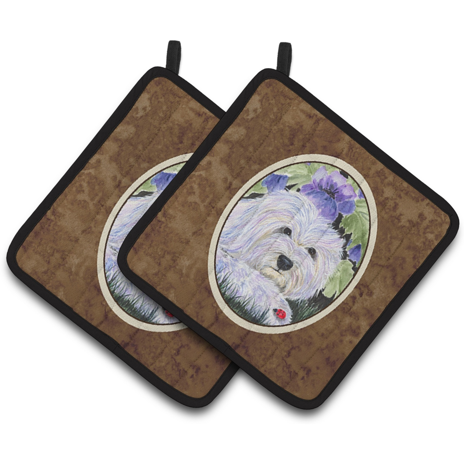 &quotCaroline's Treasures Coton De Tulear Pair of Pot Holders SS8349PTHD, 7.5HX7.5W, Multicolor"