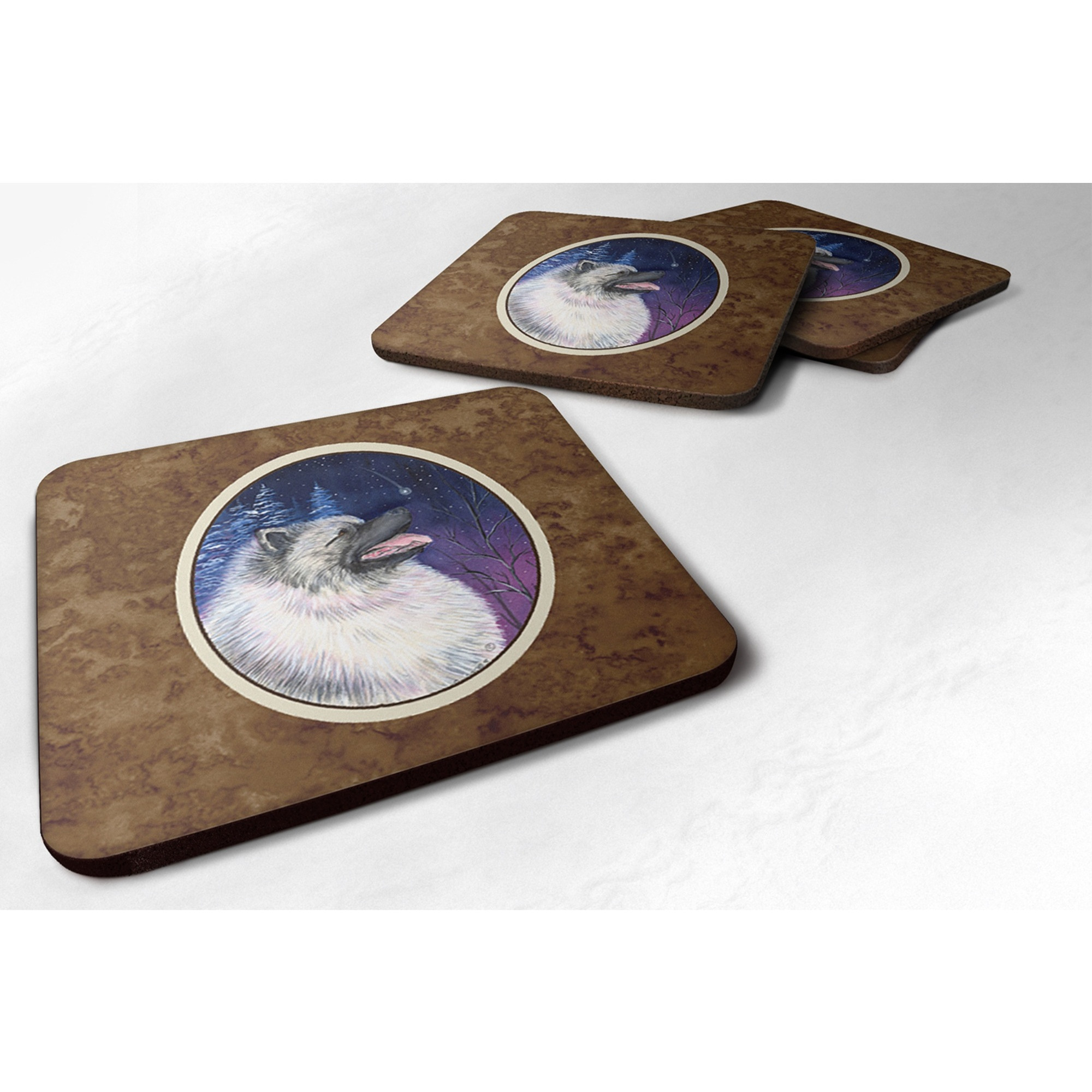 &quotCaroline's Treasures SS8350FC Starry Night Keeshond Foam Coasters Set of 4 (Set of 4), 3.5"" H x 3.5"" W, Multicolor"