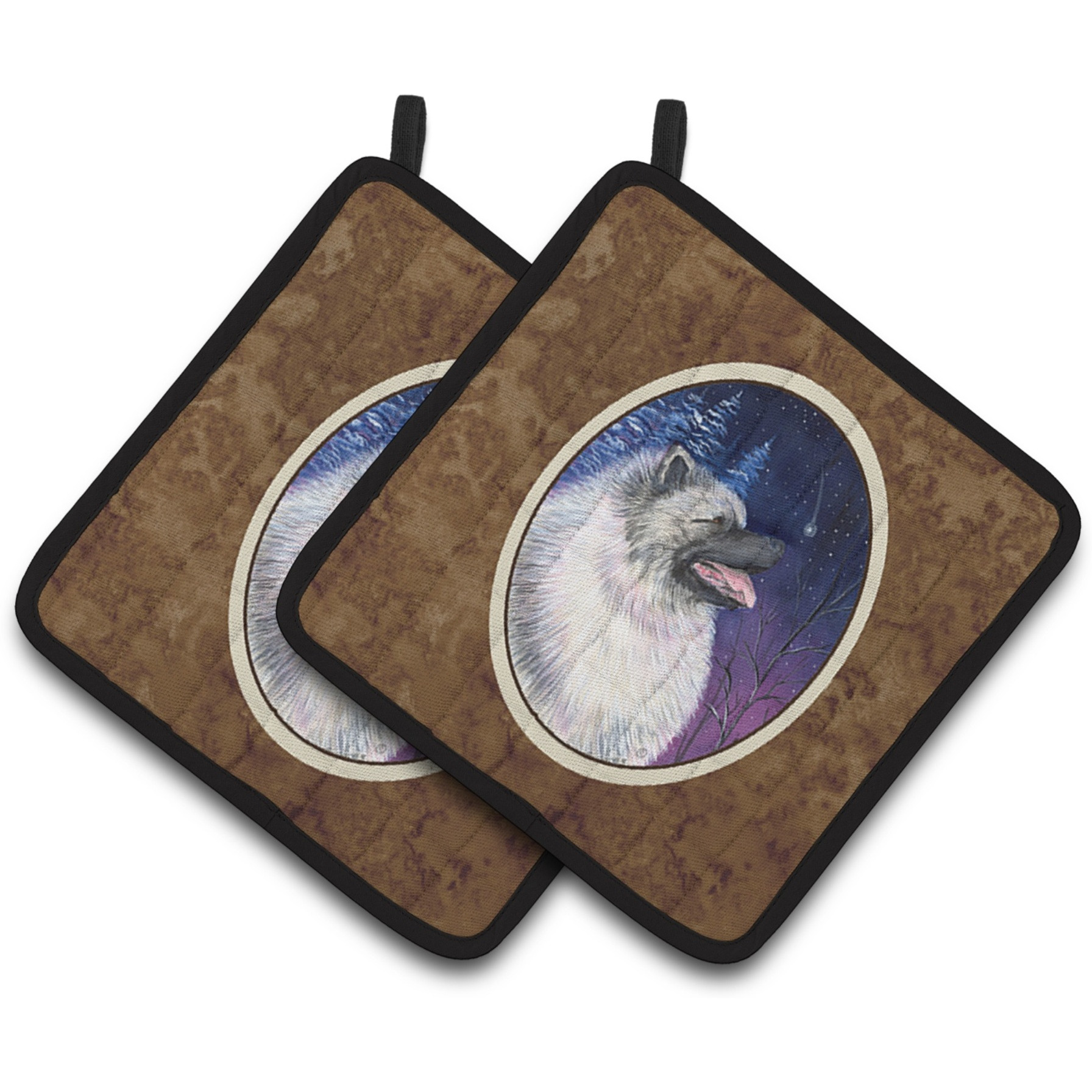 &quotCaroline's Treasures Starry Night Keeshond Pair of Pot Holders SS8350PTHD, 7.5HX7.5W, Multicolor"
