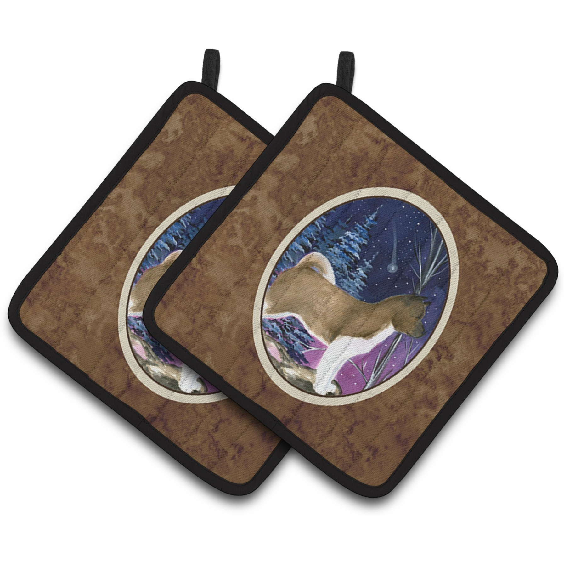 &quotCaroline's Treasures Starry Night Akita Pair of Pot Holders SS8352PTHD, 7.5HX7.5W, Multicolor"