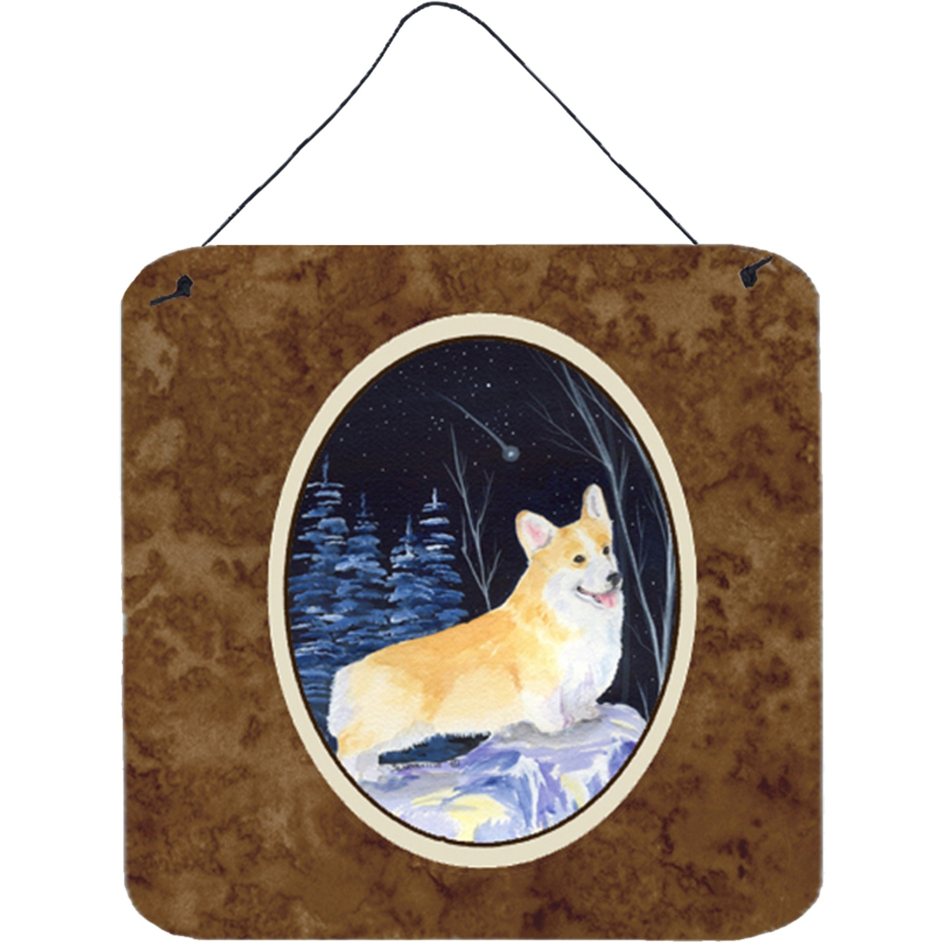 &quotCaroline's Treasures SS8353DS66 Starry Night Corgi Aluminum Metal Wall or Door Hanging Prints, 6 x 6"", Multicolor"
