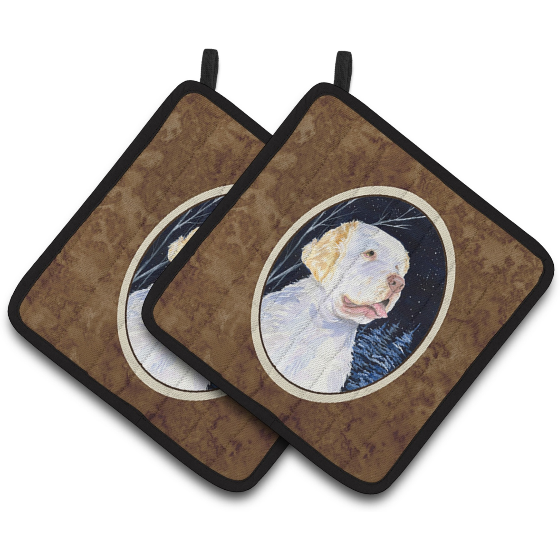 &quotCaroline's Treasures SS8356PTHD Starry Night Clumber Spaniel Pot Holders (1 Pair), 7.5"" x 7.5"", Multicolor"