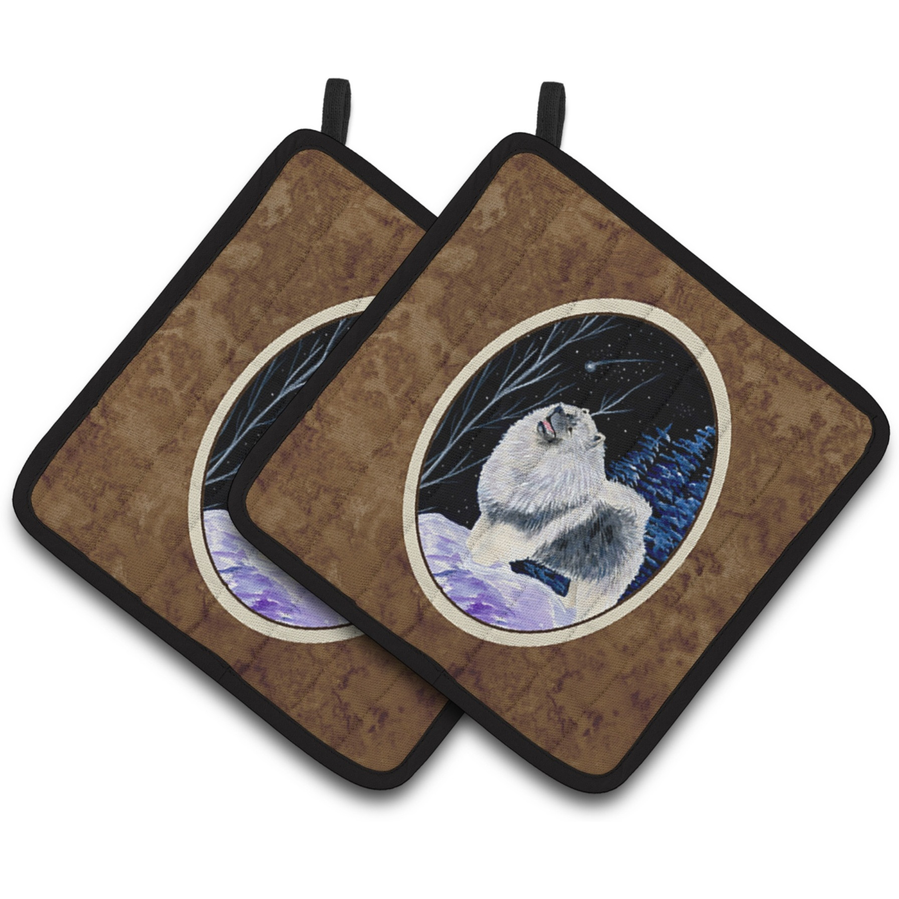 &quotCaroline's Treasures SS8357PTHD Starry Night Keeshond Pot Holders (1 Pair), 7.5"" x 7.5"", Multicolor"
