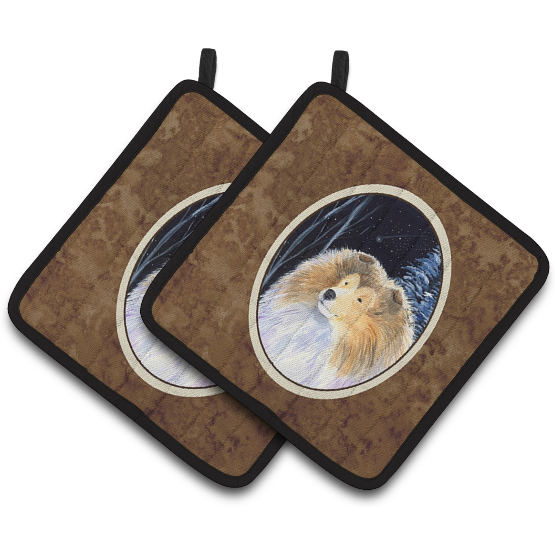 &quotCaroline's Treasures Starry Night Collie Pair of Pot Holders SS8360PTHD, 7.5HX7.5W, Multicolor"