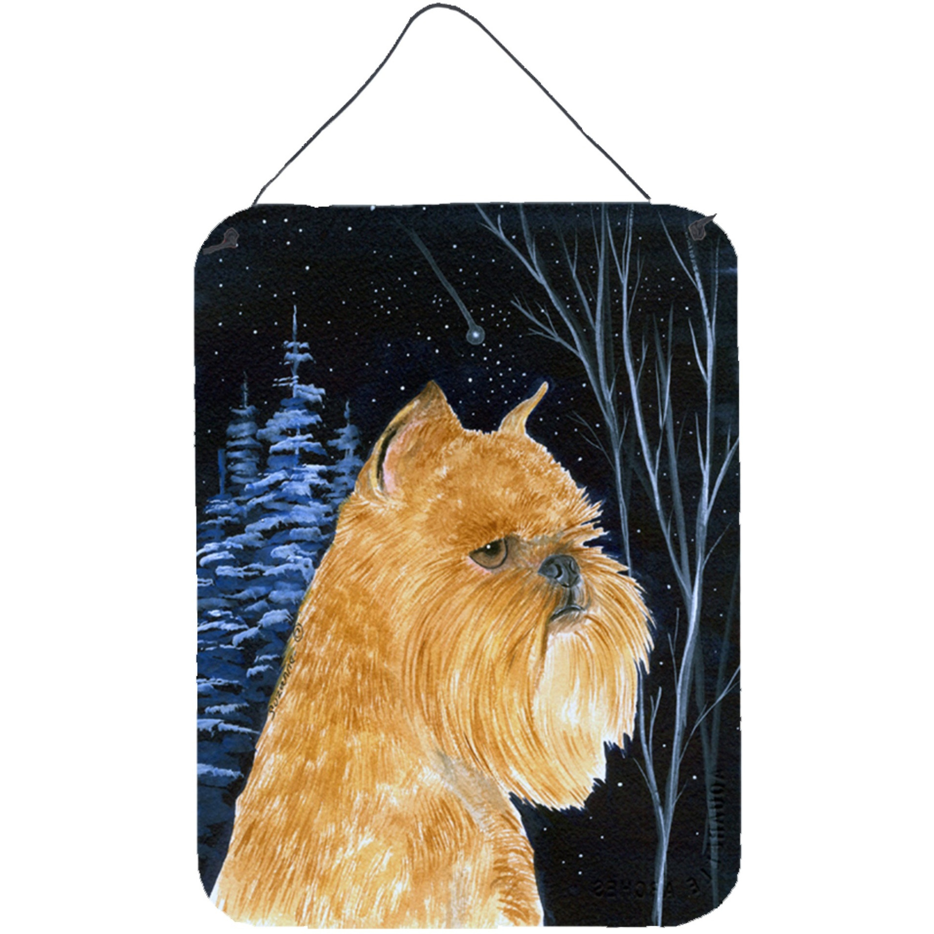 &quotCaroline's Treasures Starry Night Brussels Griffon Aluminium Metal Wall or Door Hanging Prints, 16"" x 12"", Multicolor"
