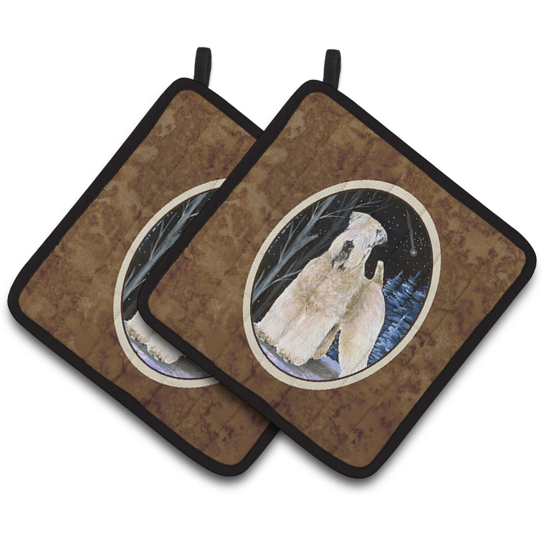 &quotCaroline's Treasures Starry Night Wheaten Terrier Soft Coated Pair of Pot Holders SS8364PTHD, 7.5HX7.5W, Multicolor"