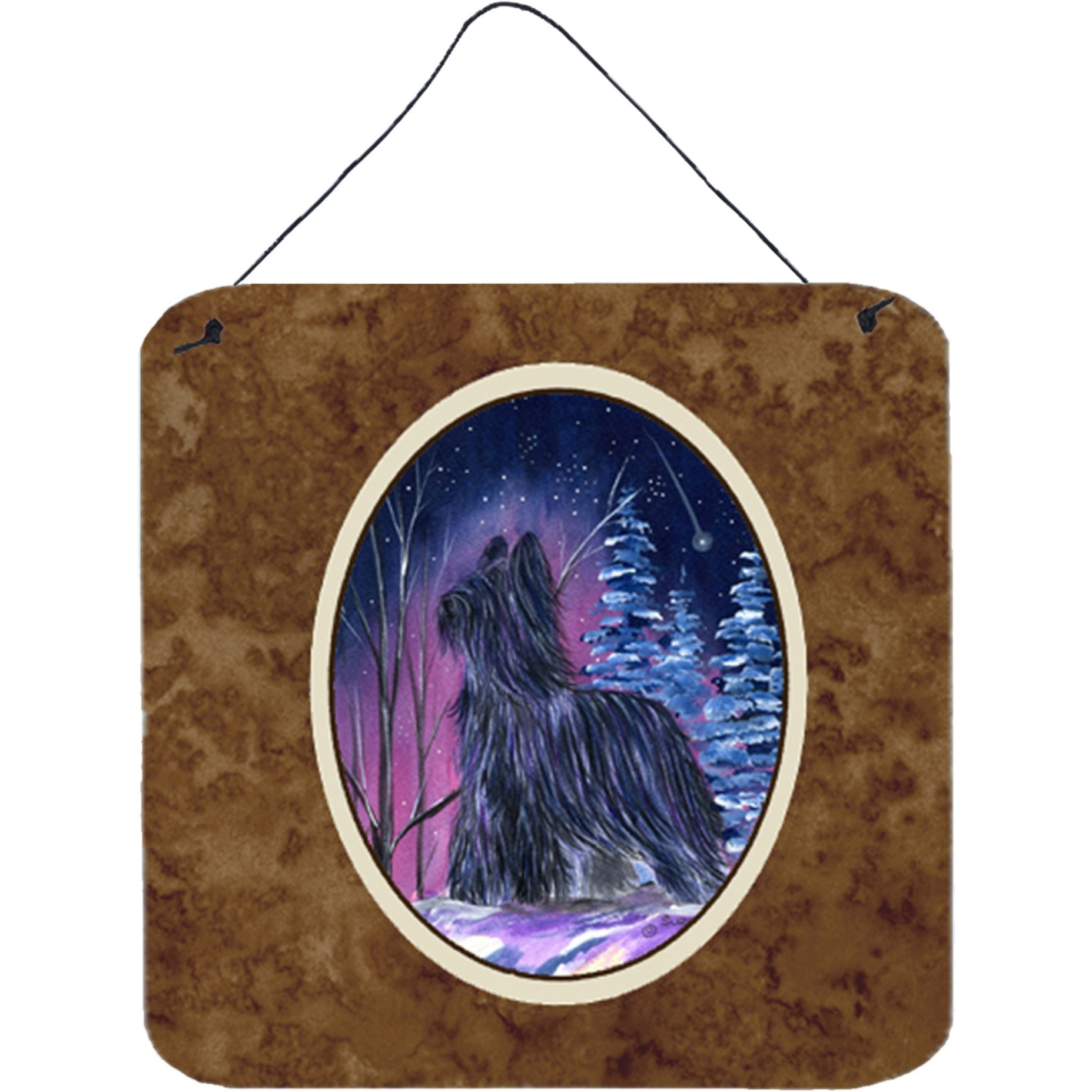&quotCaroline's Treasures Starry Night Briard Aluminum Metal Wall or Door Hanging Prints, 6 x 6"", Multicolor"