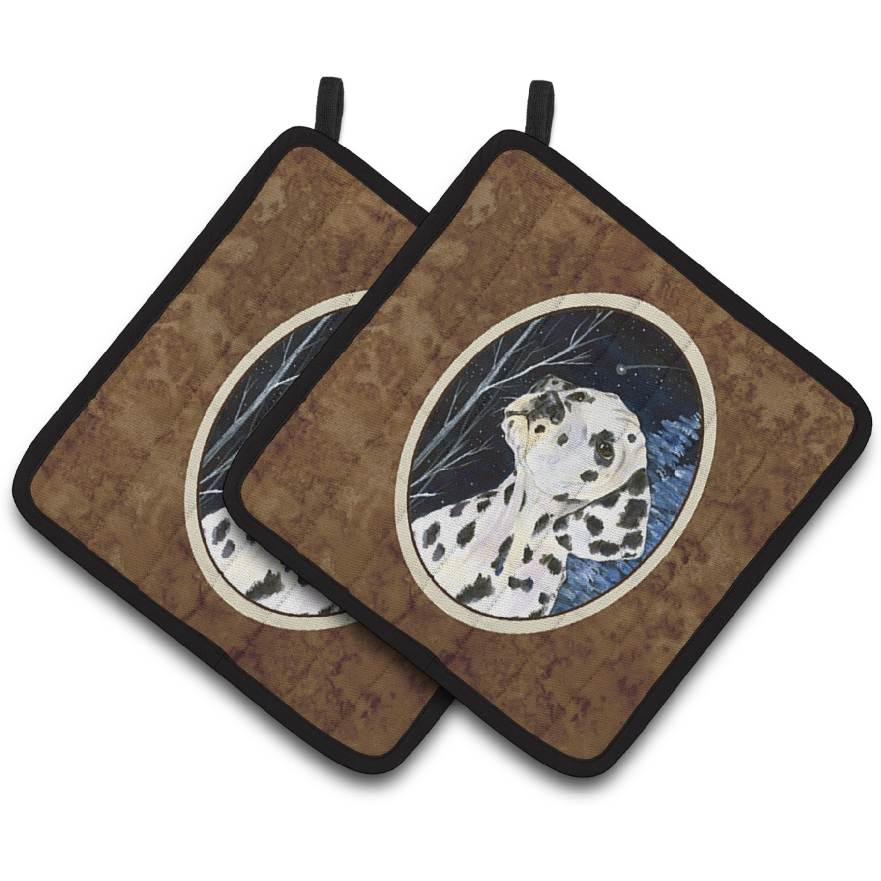 &quotCaroline's Treasures Starry Night Dalmatian Pair of Pot Holders SS8370PTHD, 7.5HX7.5W, Multicolor"