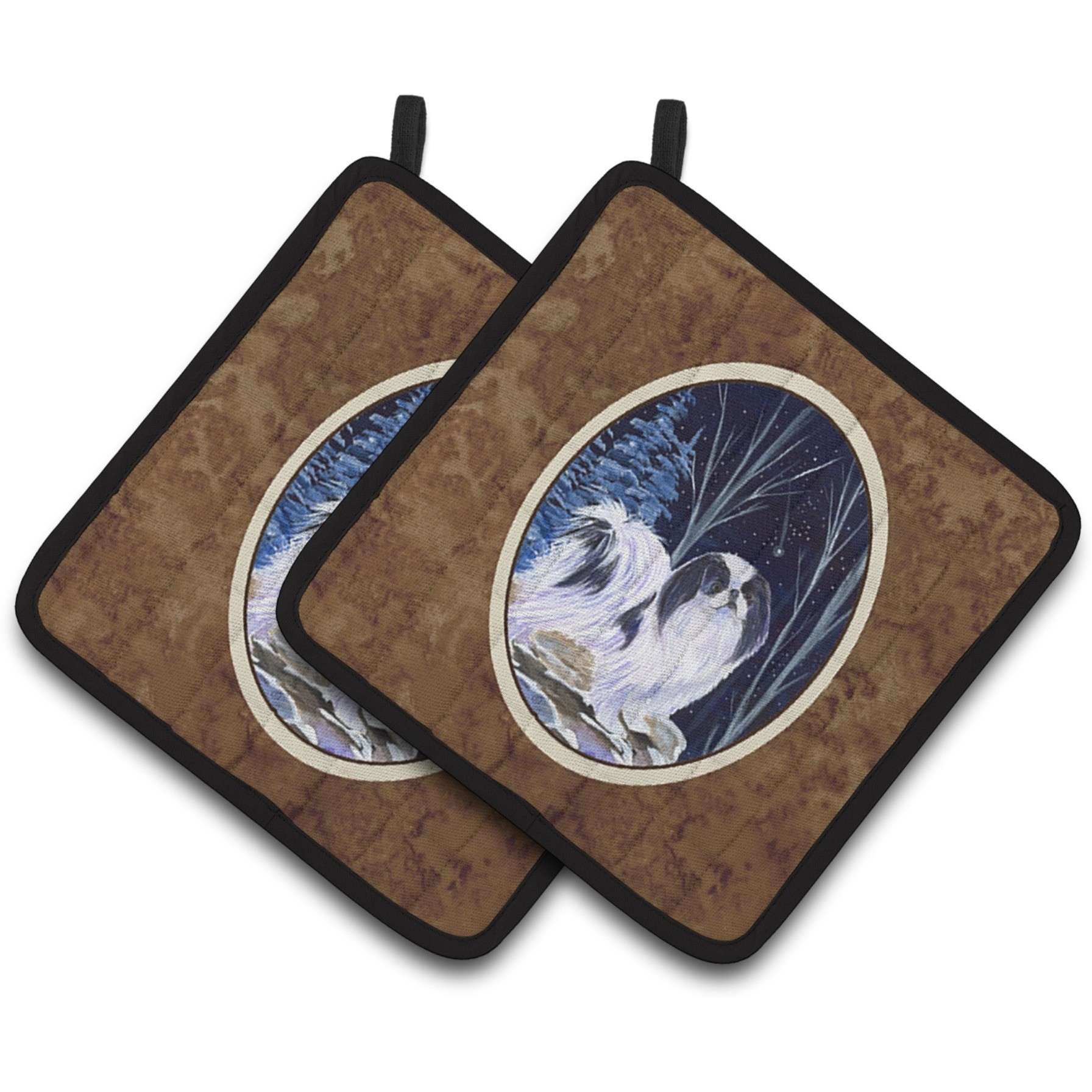 &quotCaroline's Treasures Starry Night Japanese Chin Pair of Pot Holders SS8374PTHD, 7.5HX7.5W, Multicolor"