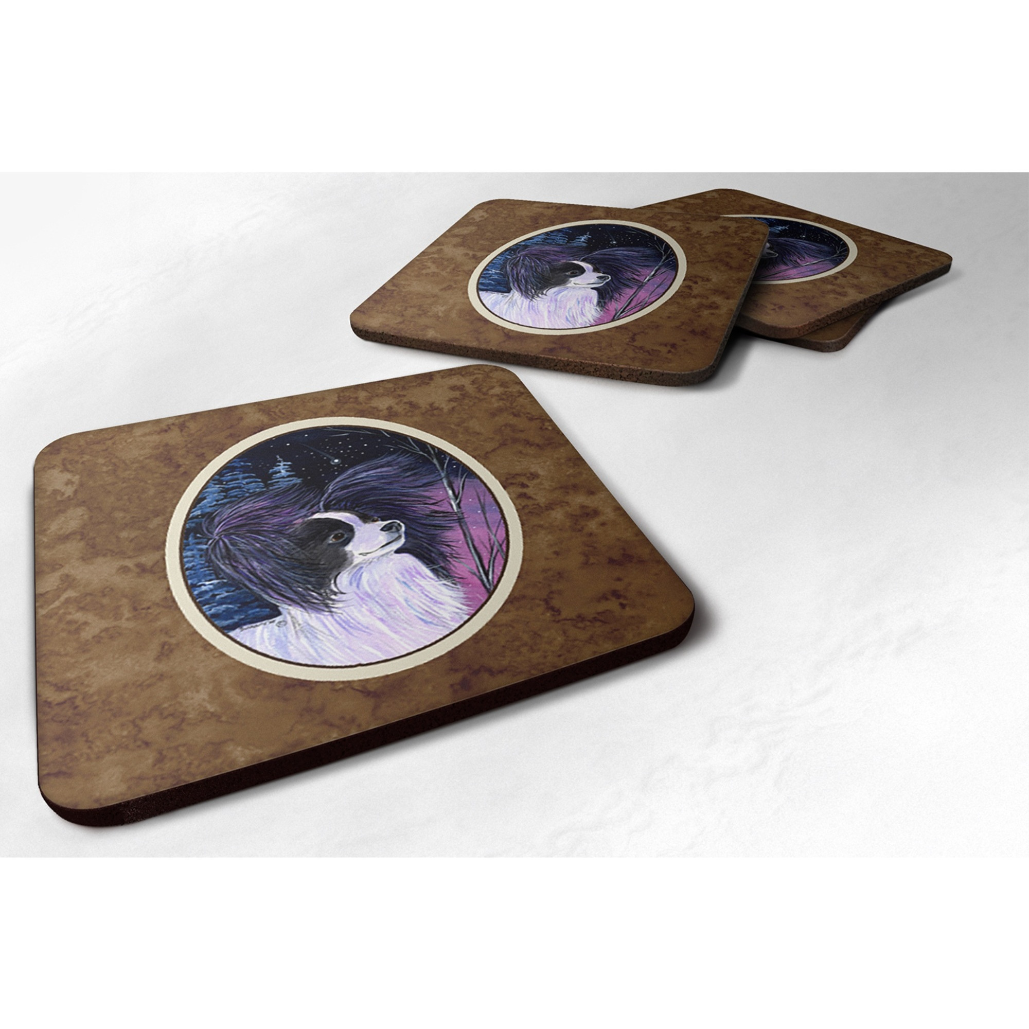 &quotCaroline's Treasures SS8377FC Starry Night Papillon Foam Coasters Set of 4 (Set of 4), 3.5"" H x 3.5"" W, Multicolor"