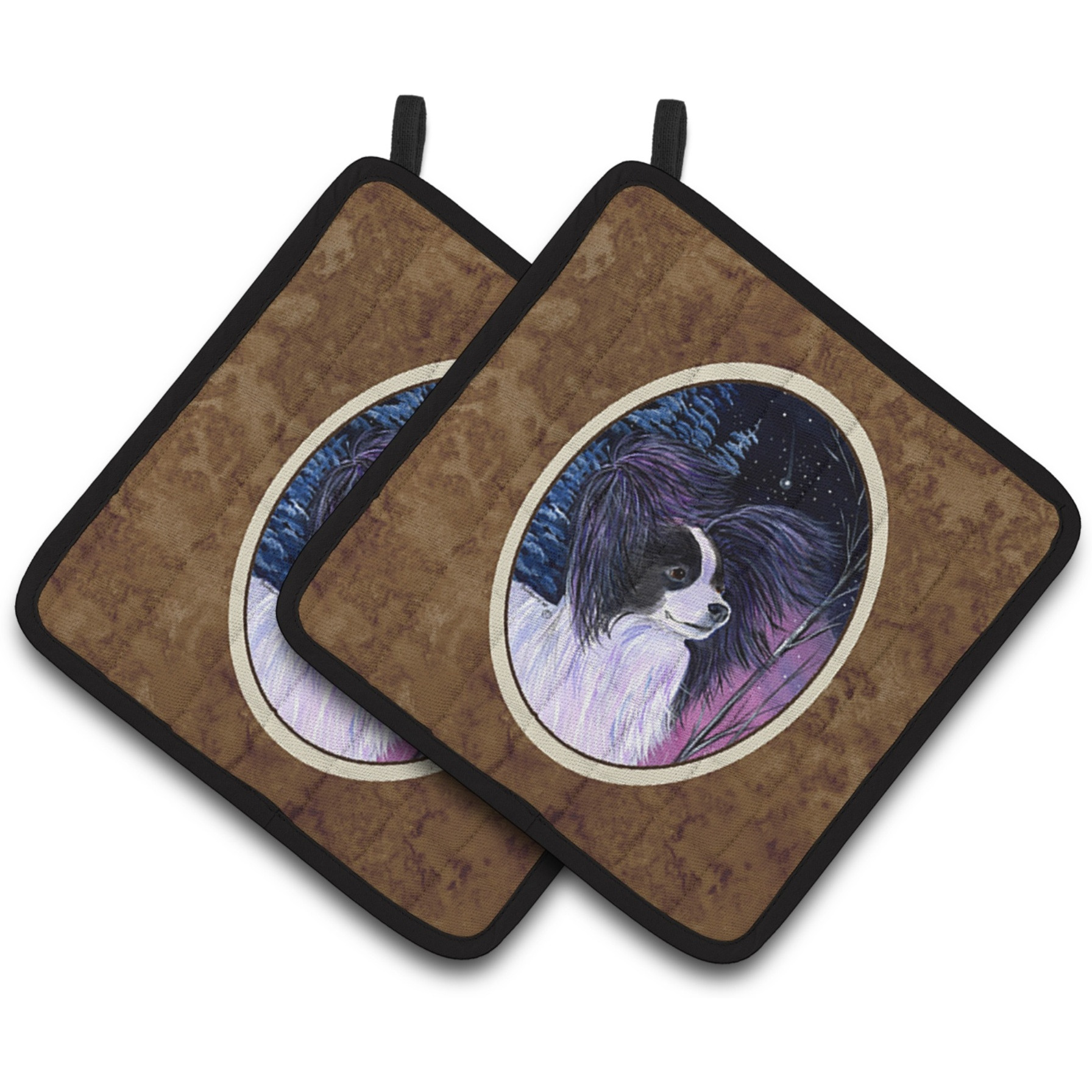&quotCaroline's Treasures Starry Night Papillon Pair of Pot Holders SS8377PTHD, 7.5HX7.5W, Multicolor"