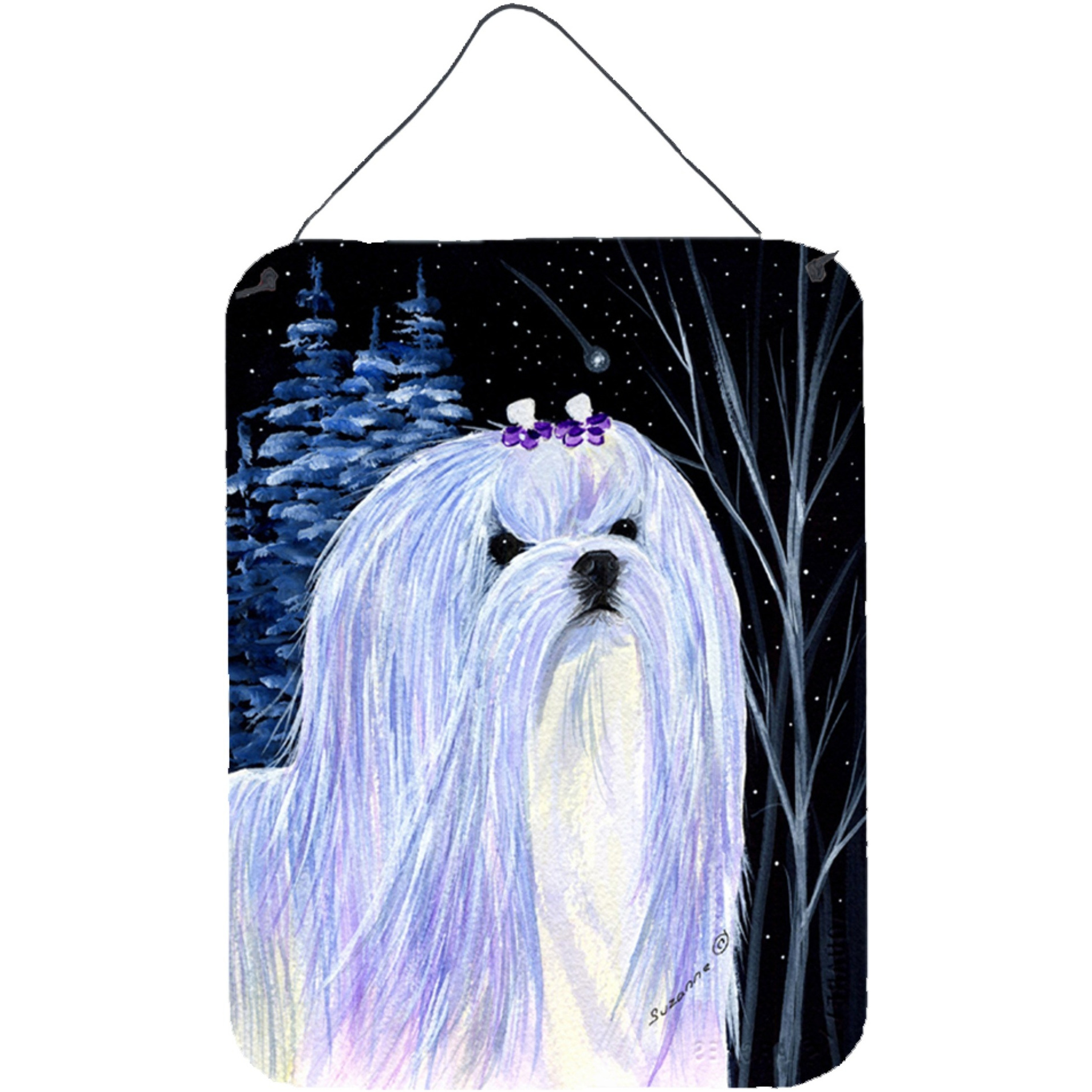 &quotCaroline's Treasures SS8378DS1216 Starry Night Maltese Aluminium Metal Wall or Door Hanging Prints, 16"" x 12"", Multicolor"