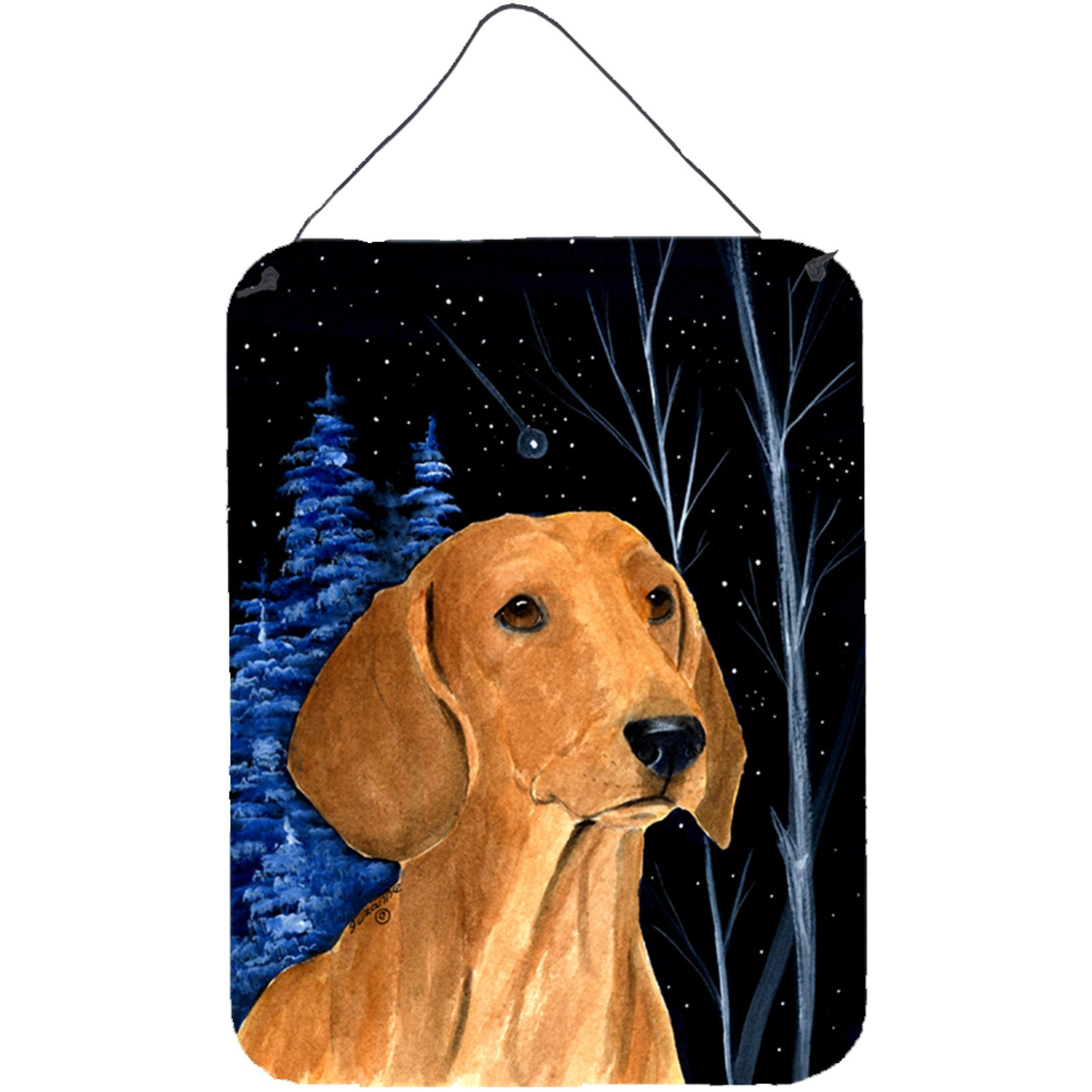 &quotCaroline's Treasures Starry Night Dachshund Aluminium Metal Wall or Door Hanging Prints, 16"" x 12"", Multicolor"