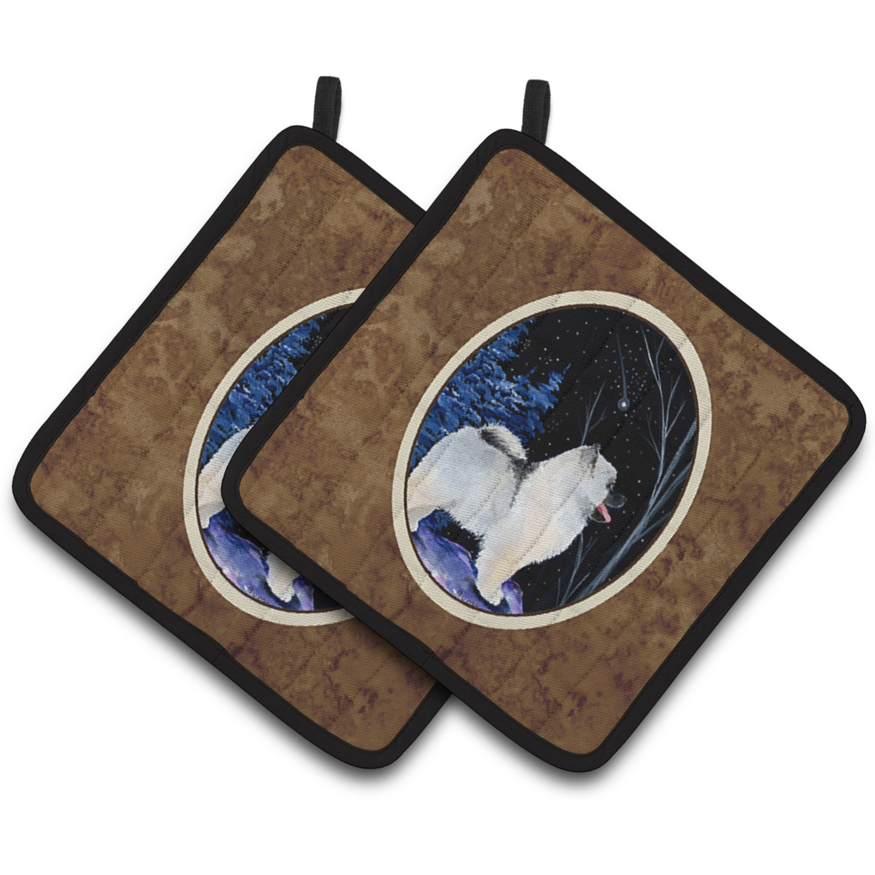 &quotCaroline's Treasures Starry Night Keeshond Pair of Pot Holders SS8380PTHD, 7.5HX7.5W, Multicolor"