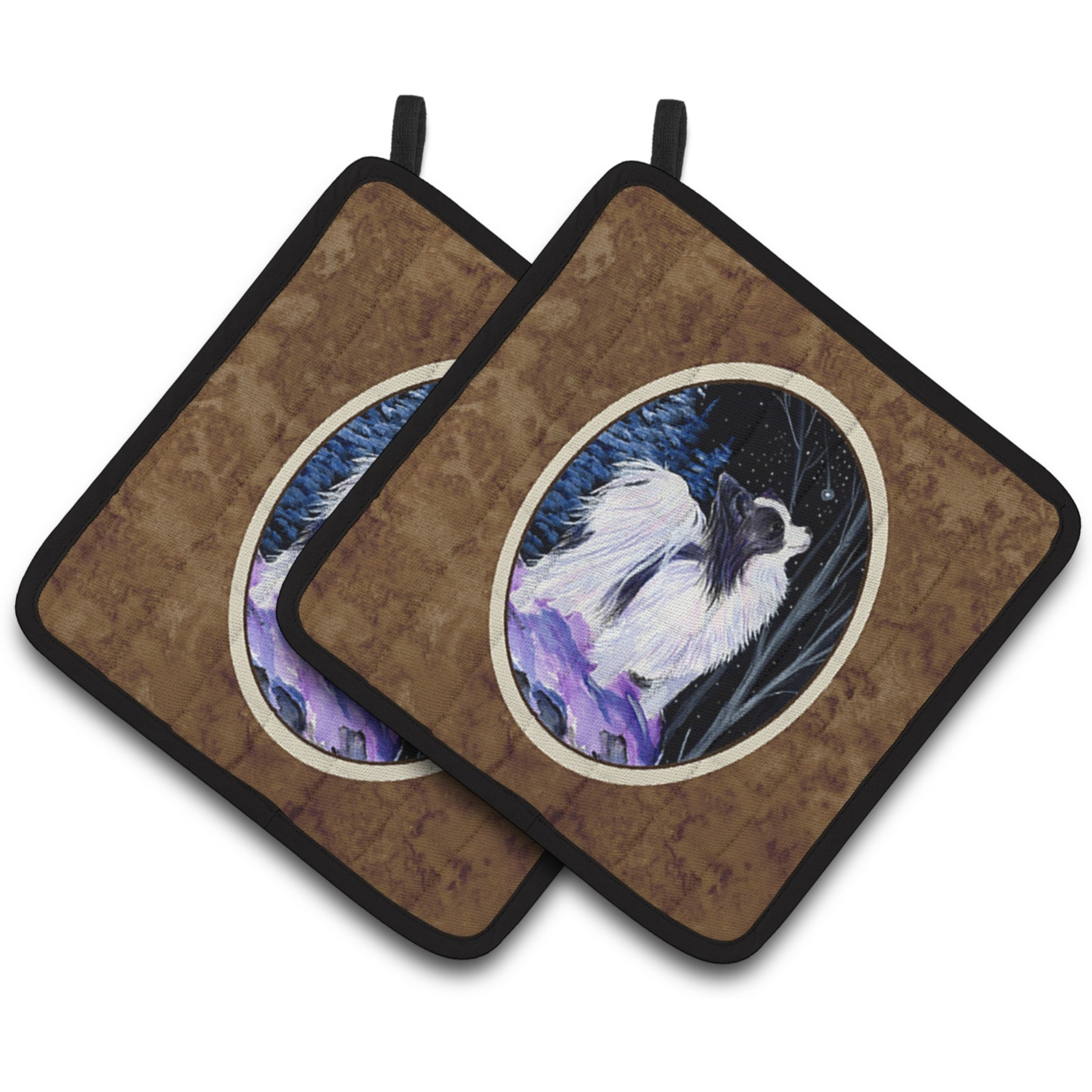 &quotCaroline's Treasures Starry Night Papillon Pair of Pot Holders SS8383PTHD, 7.5HX7.5W, Multicolor"