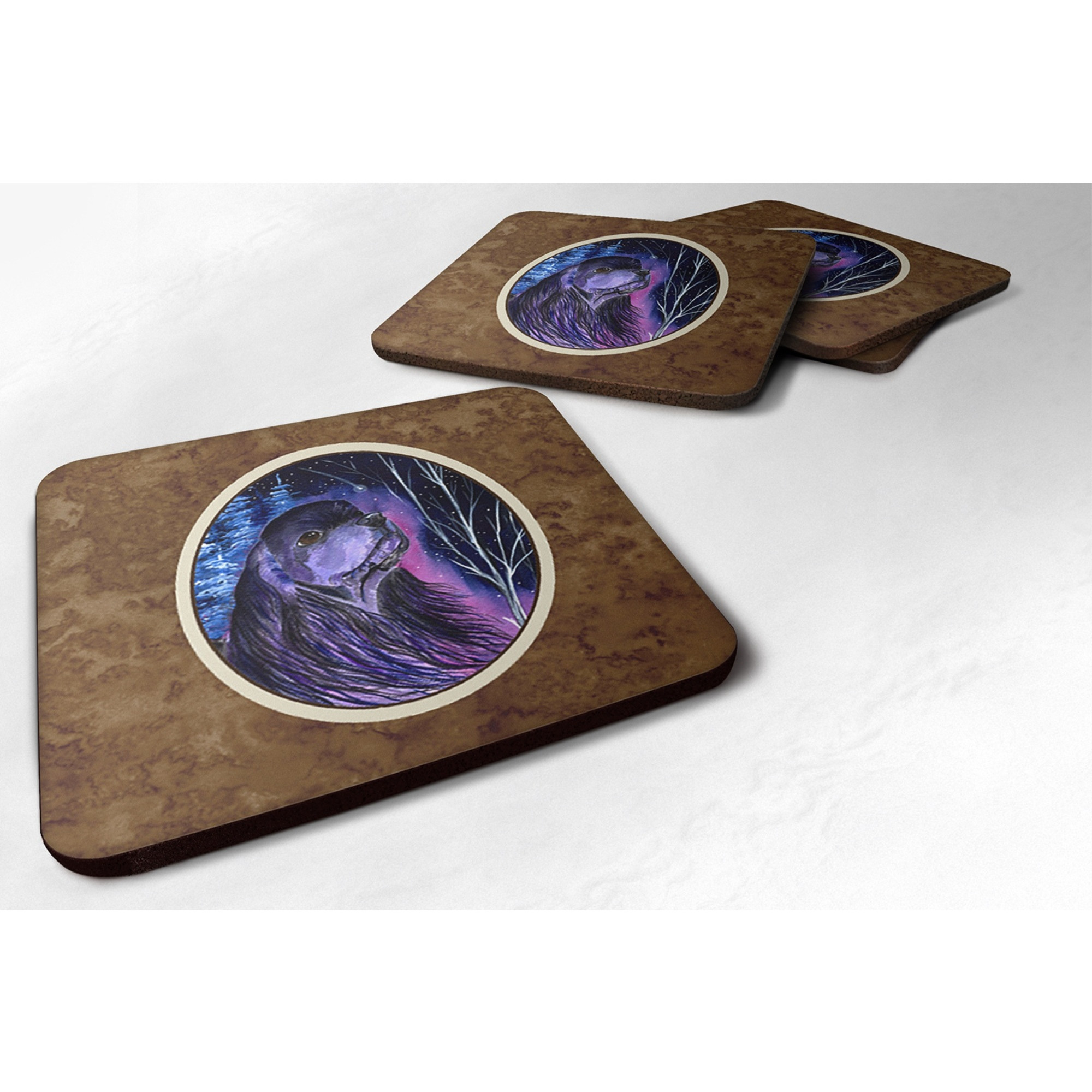&quotCaroline's Treasures SS8385FC Starry Night Cocker Spaniel Foam Coasters Set of 4 (Set of 4), 3.5"" H x 3.5"" W, Multicolor"