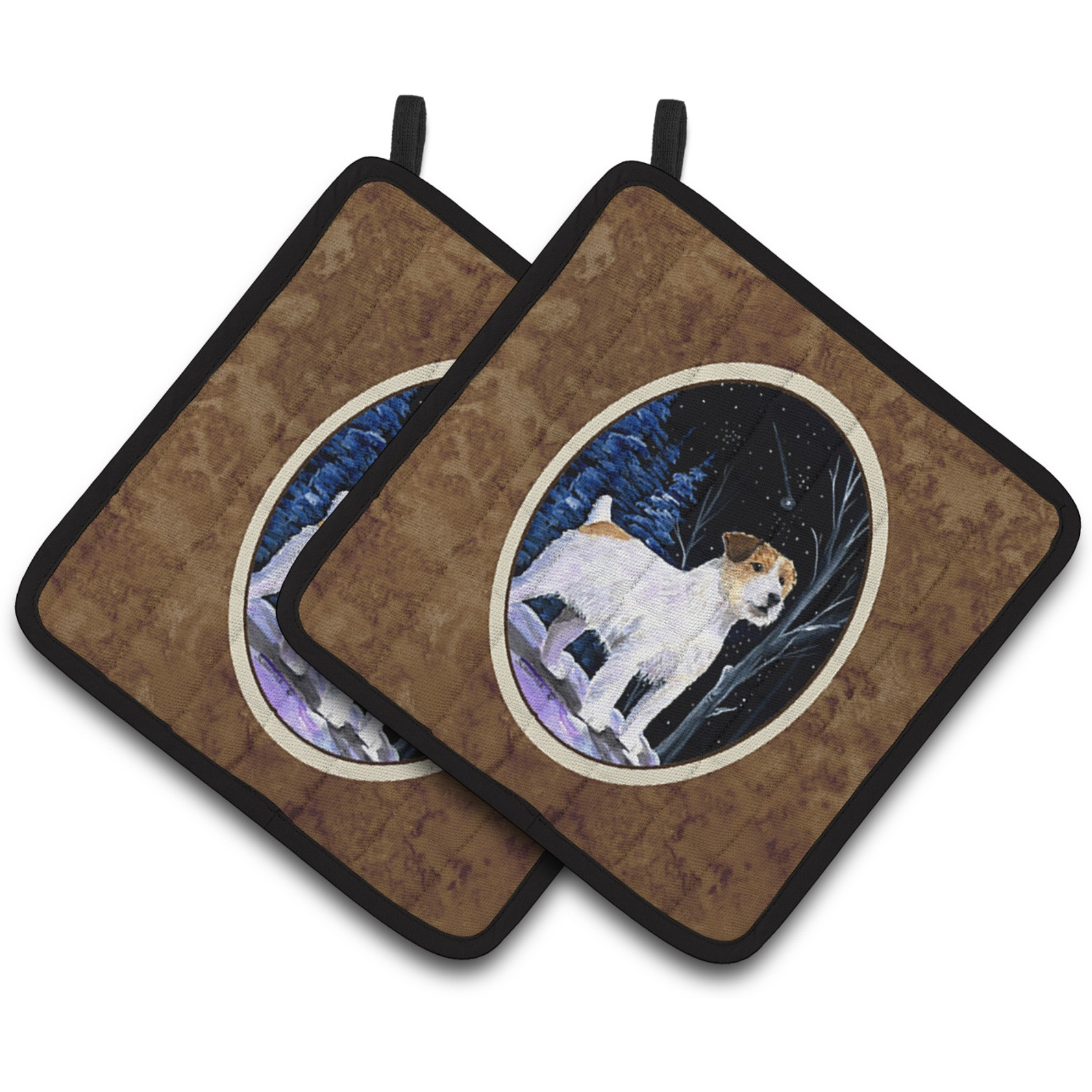&quotCaroline's Treasures Starry Night Jack Russell Terrier Pair of Pot Holders SS8388PTHD, 7.5HX7.5W, Multicolor"